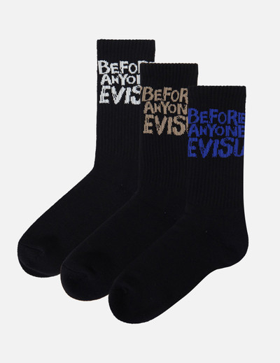 EVISU 3-PACK GRAFFITI SLOGAN JACQUARD LONG SOCKS outlook