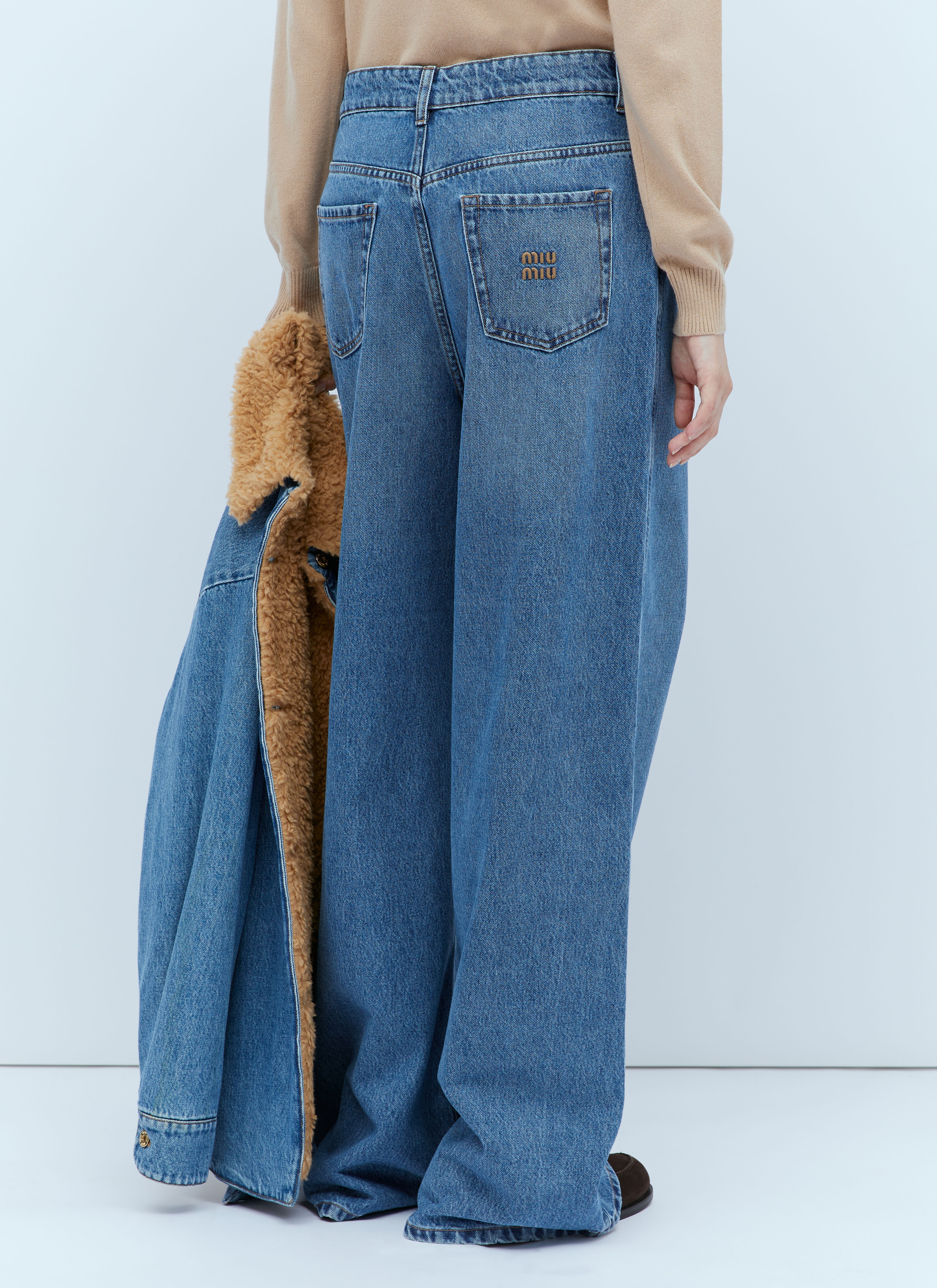 Miu Miu Logo Embroidery Jeans | lncc | REVERSIBLE