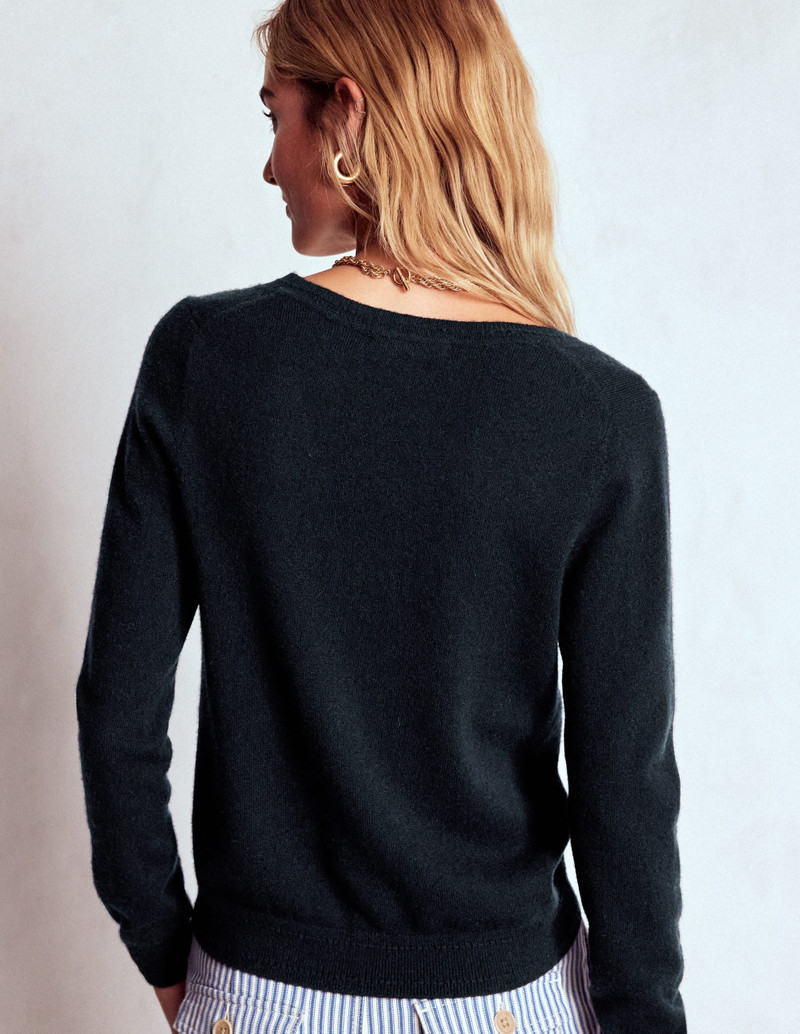 Eva Cashmere V-Neck Sweater-Navy 4