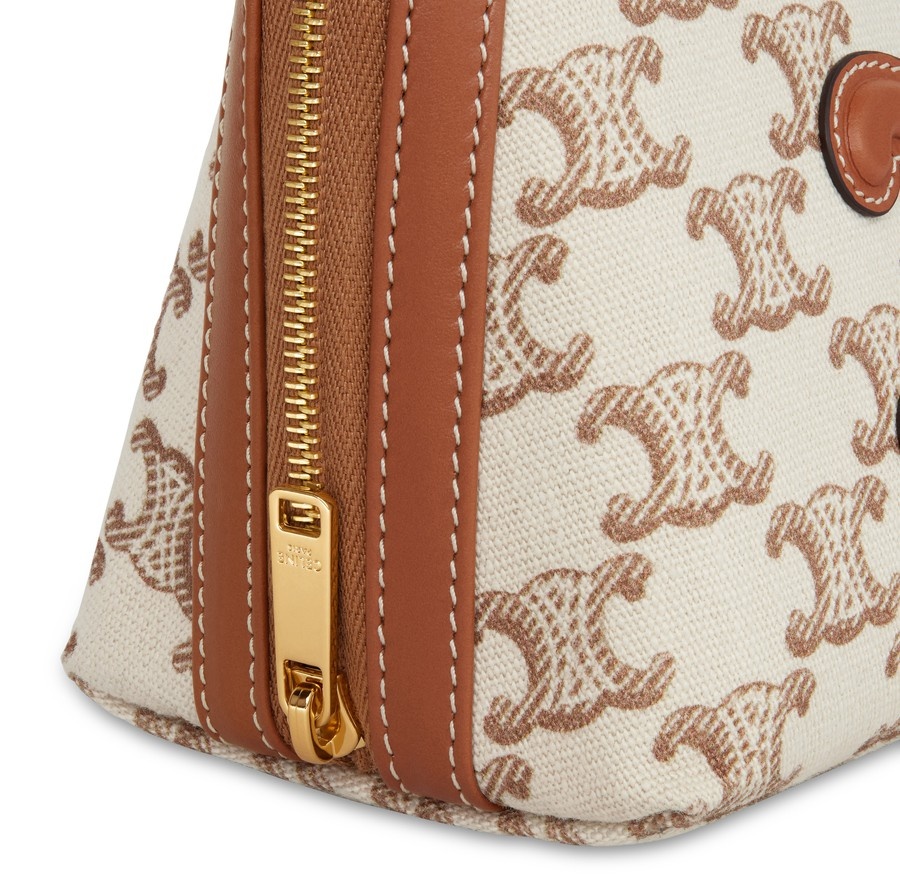Clutch on chain cuir Triomphe in textile with Triomphe print and calfskin - 4