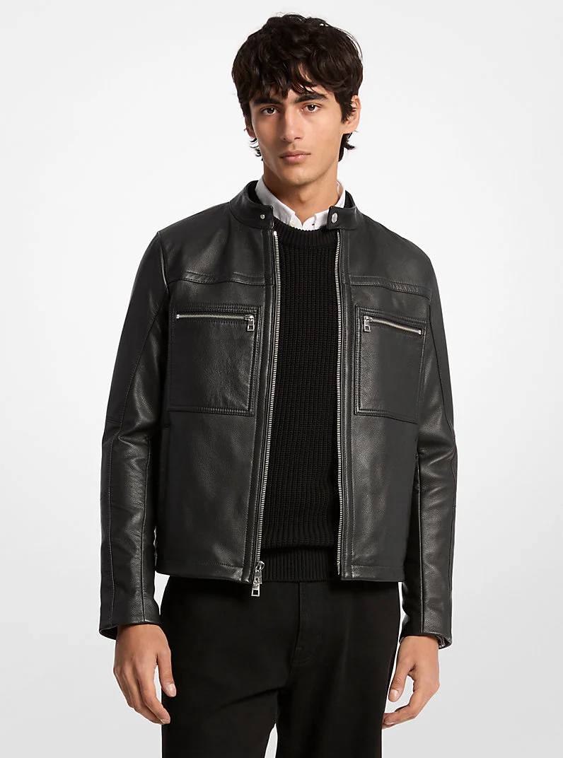 Leather Double-Zip Racer Jacket - 1
