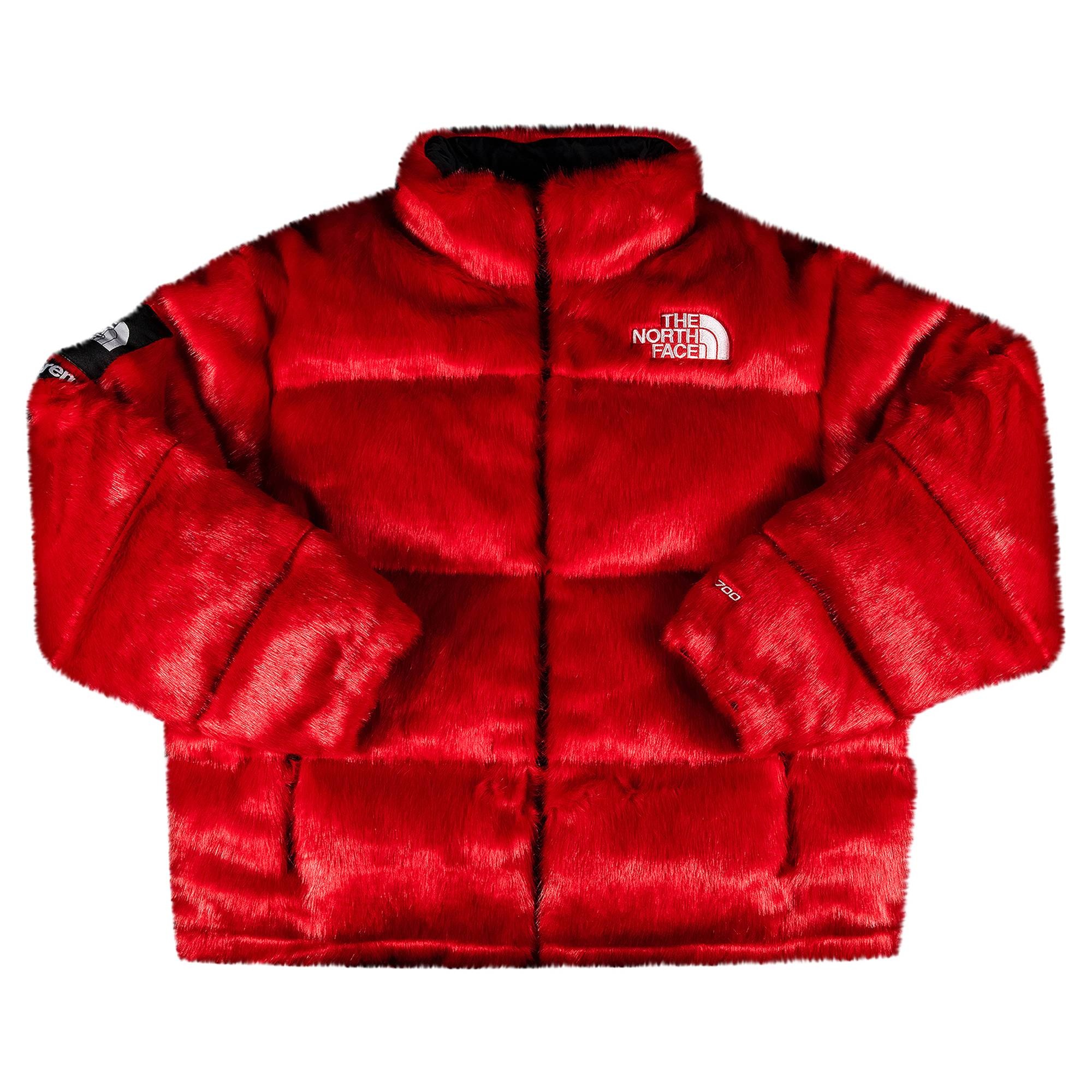 Supreme x The North Face Faux Fur Nuptse Jacket 'Red' - 1