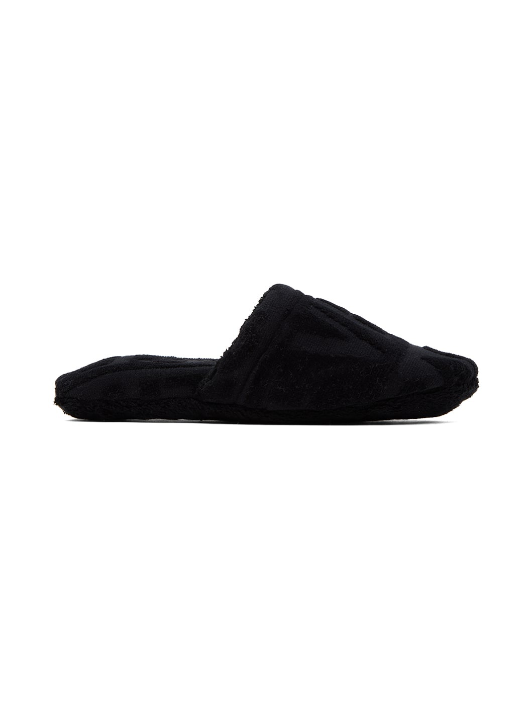 Black Allover Towel Slippers - 1