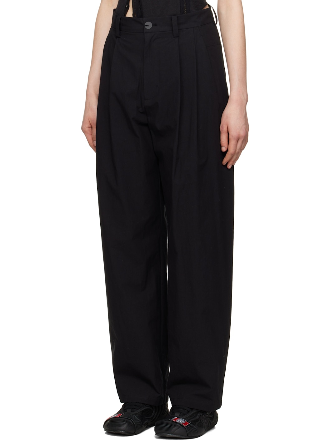 Black Wide Beaded Belt Trousers - 4