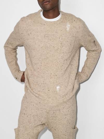 Helmut Lang distressed crewneck knitted jumper outlook