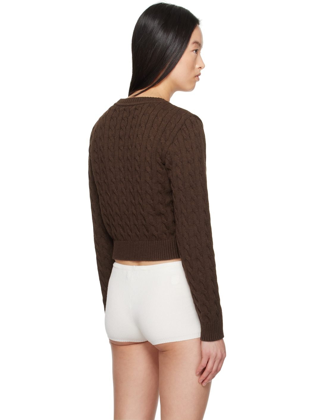Brown Dudley Cable Knit Cardigan - 6