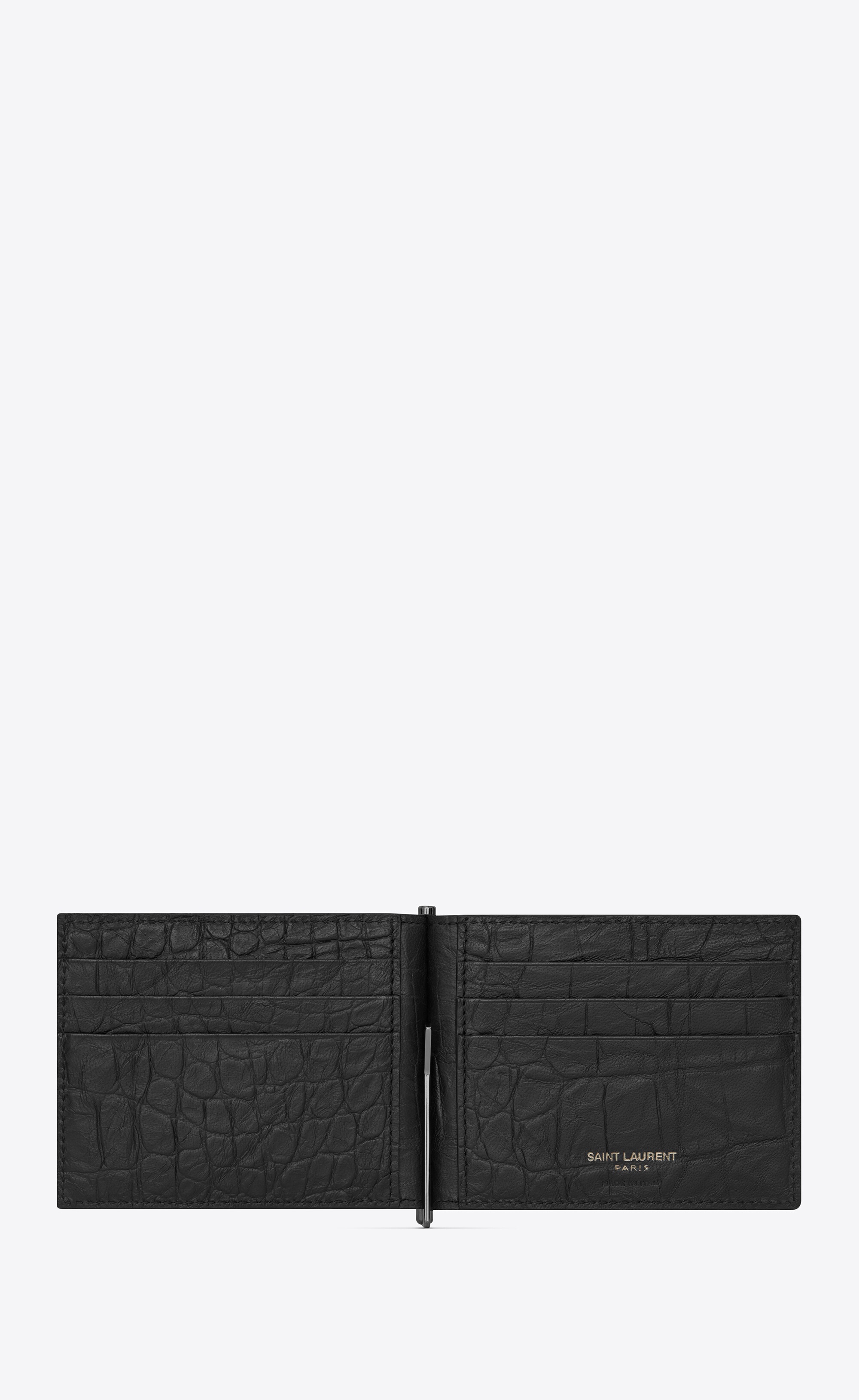 monogram bill clip wallet in crocodile embossed leather - 4