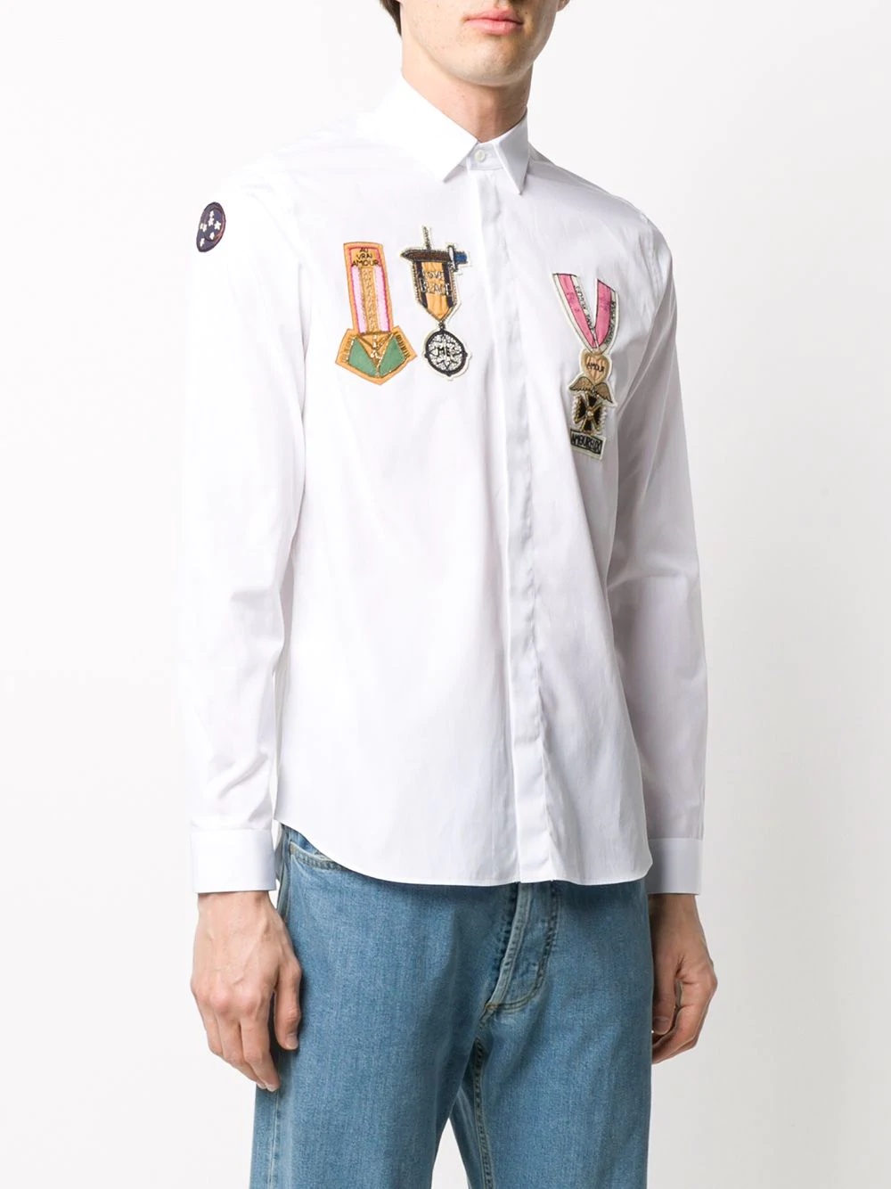 beaded military badge shirt - 3