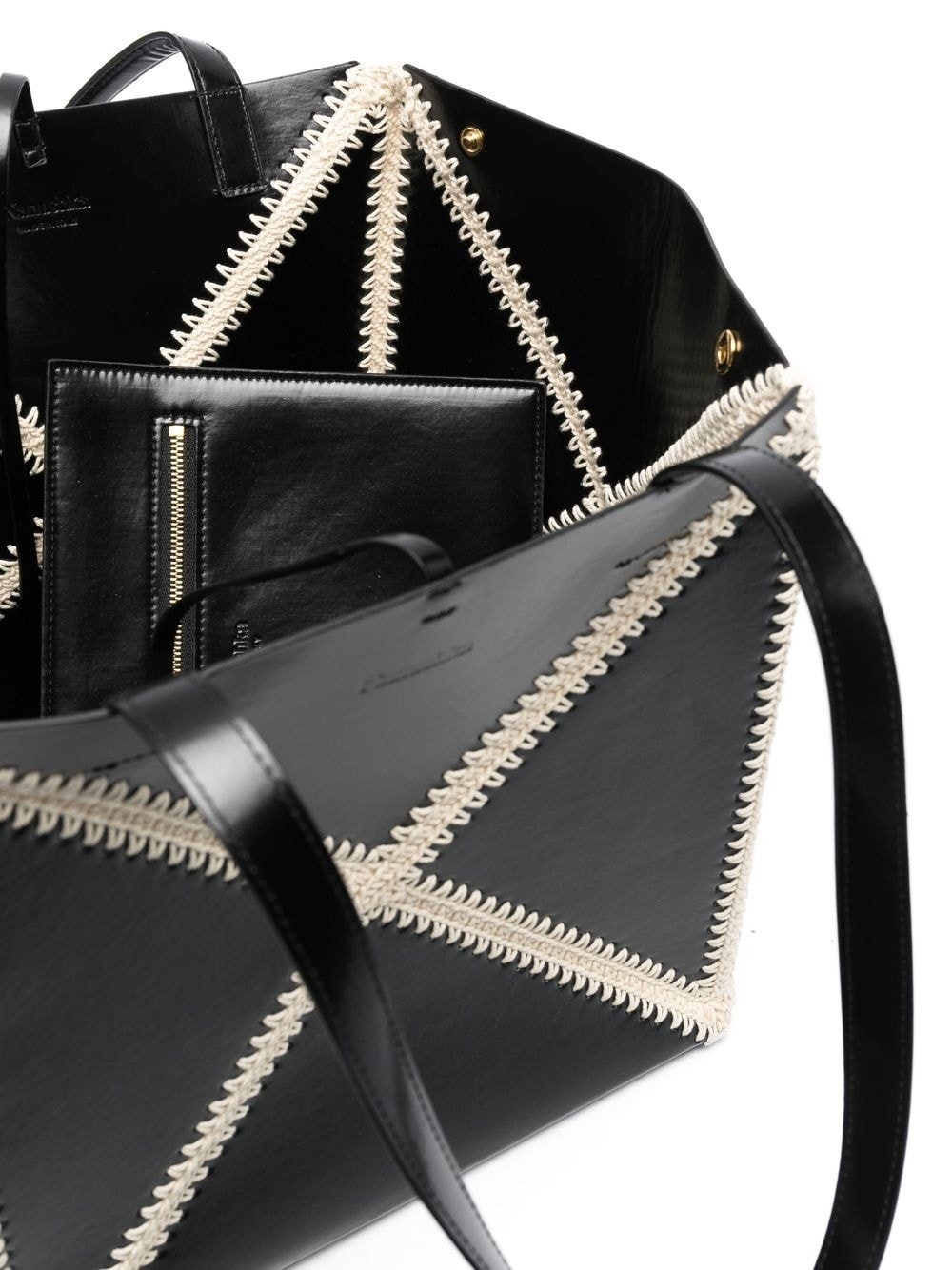 whipstitch-trim detail tote bag - 5