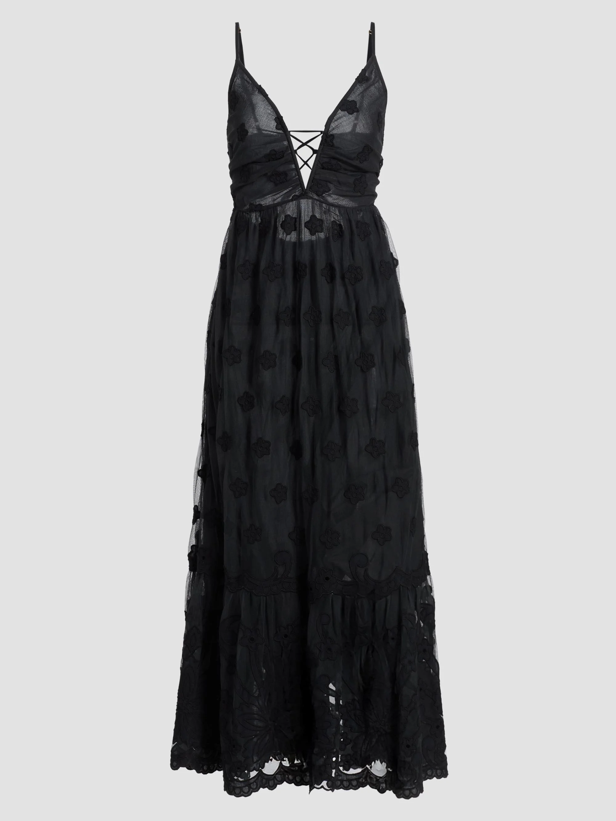 Women's Imogen Embroidered Midi Dress - Black Embroidery - 1