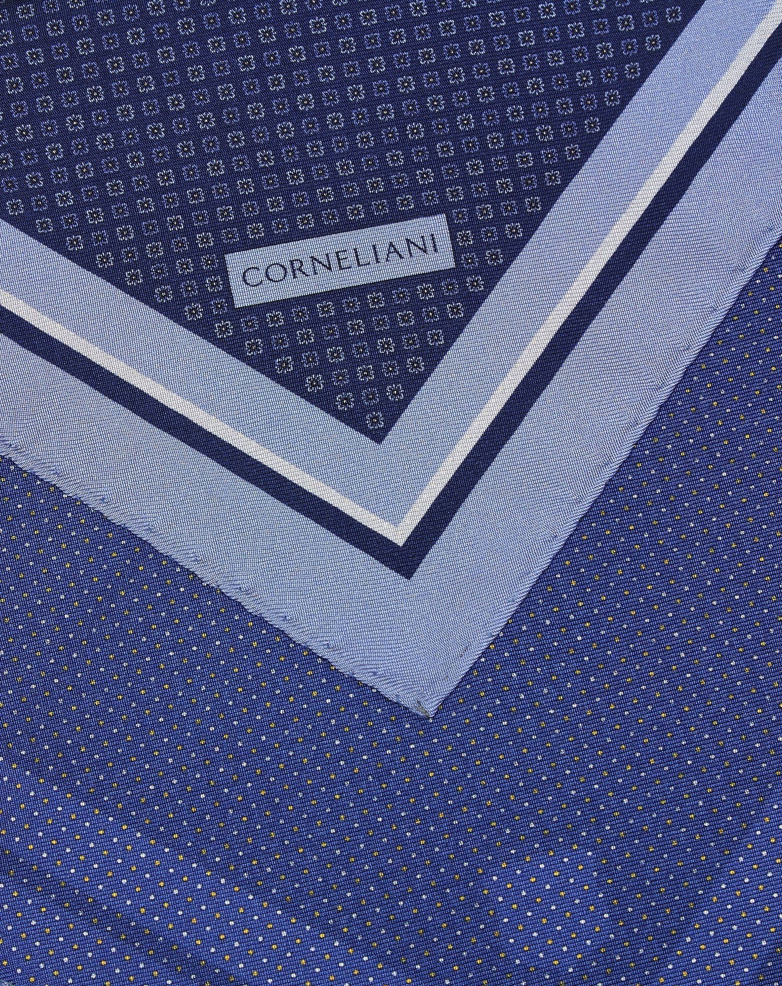 Blue/yellow pure silk pocket square - 3