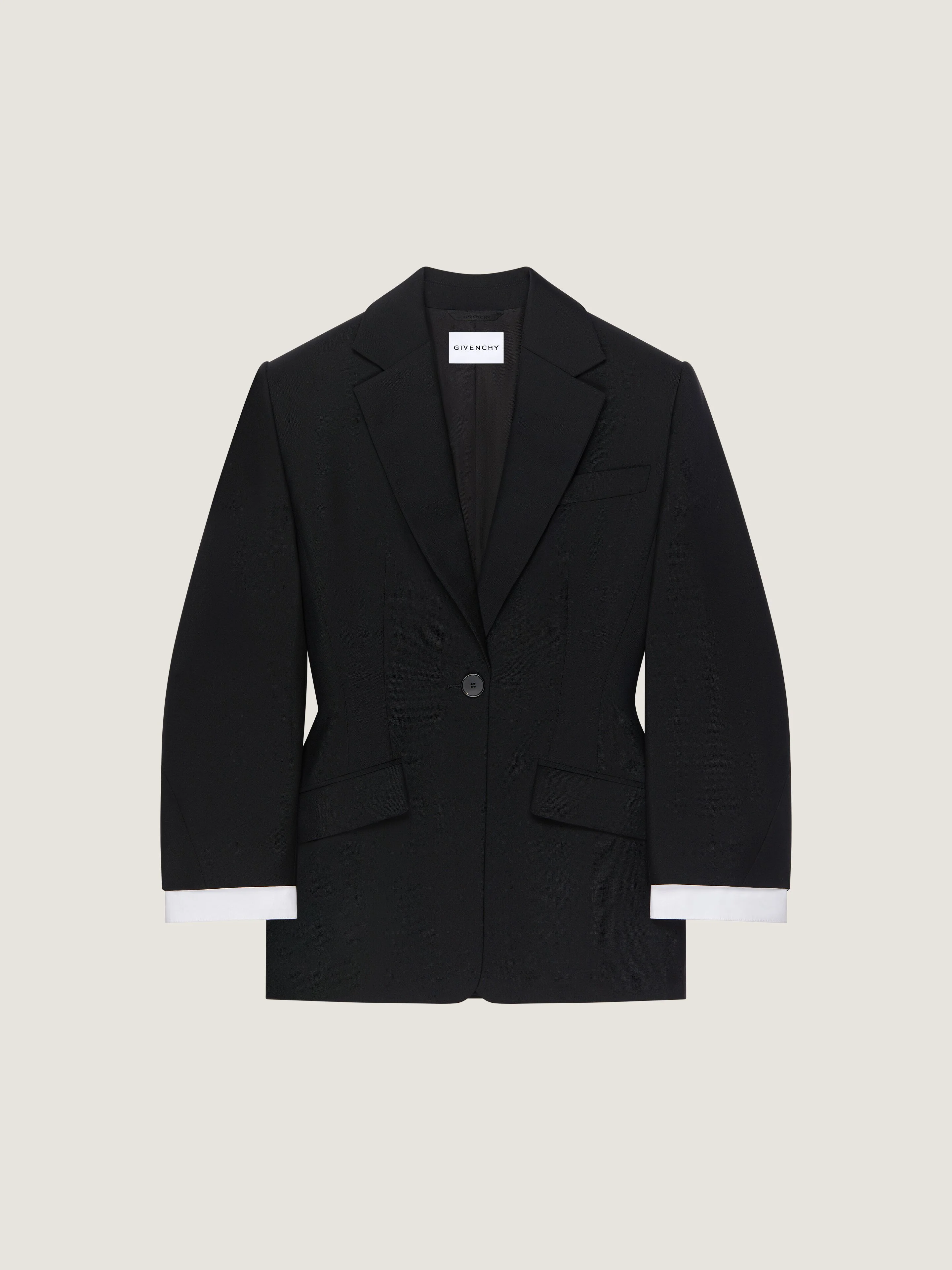 SINGLE-BREASTED COCOON JACKET IN WOOL AND MOHAIR - 1