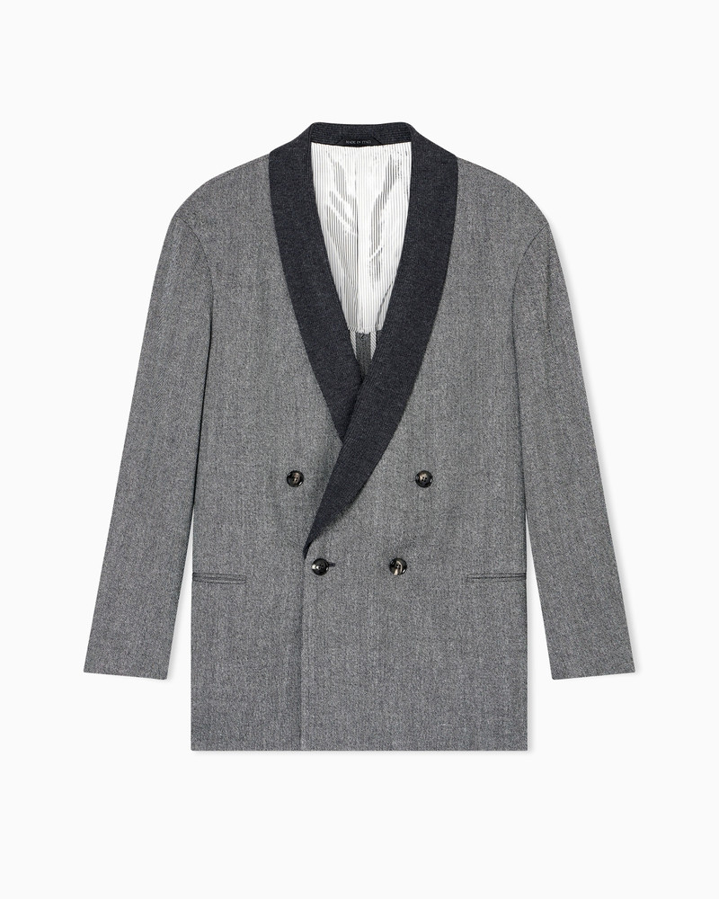 DOUBLE-BREASTED JACKET IN CHEVRON WOOL AND CASHMERE 1