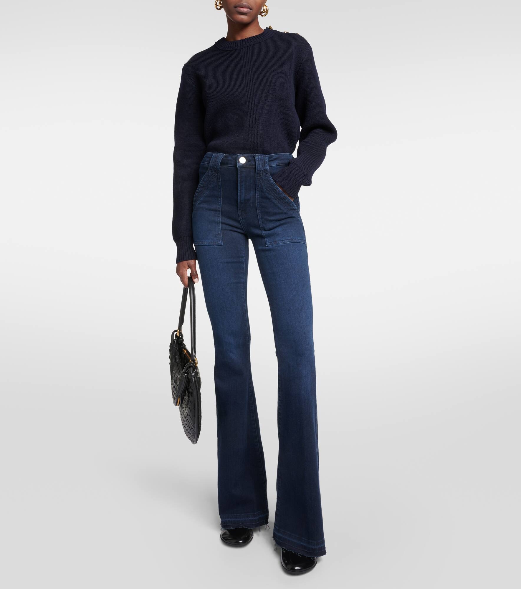 Trapunto high-rise flared jeans - 7