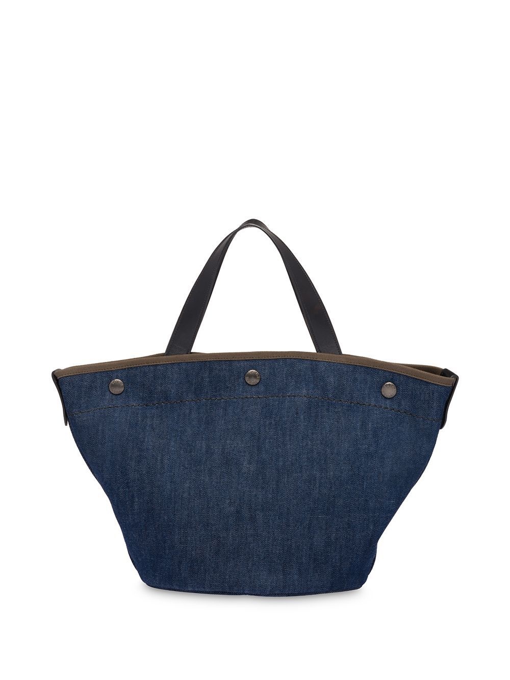 large denim and leather tote bag - 3