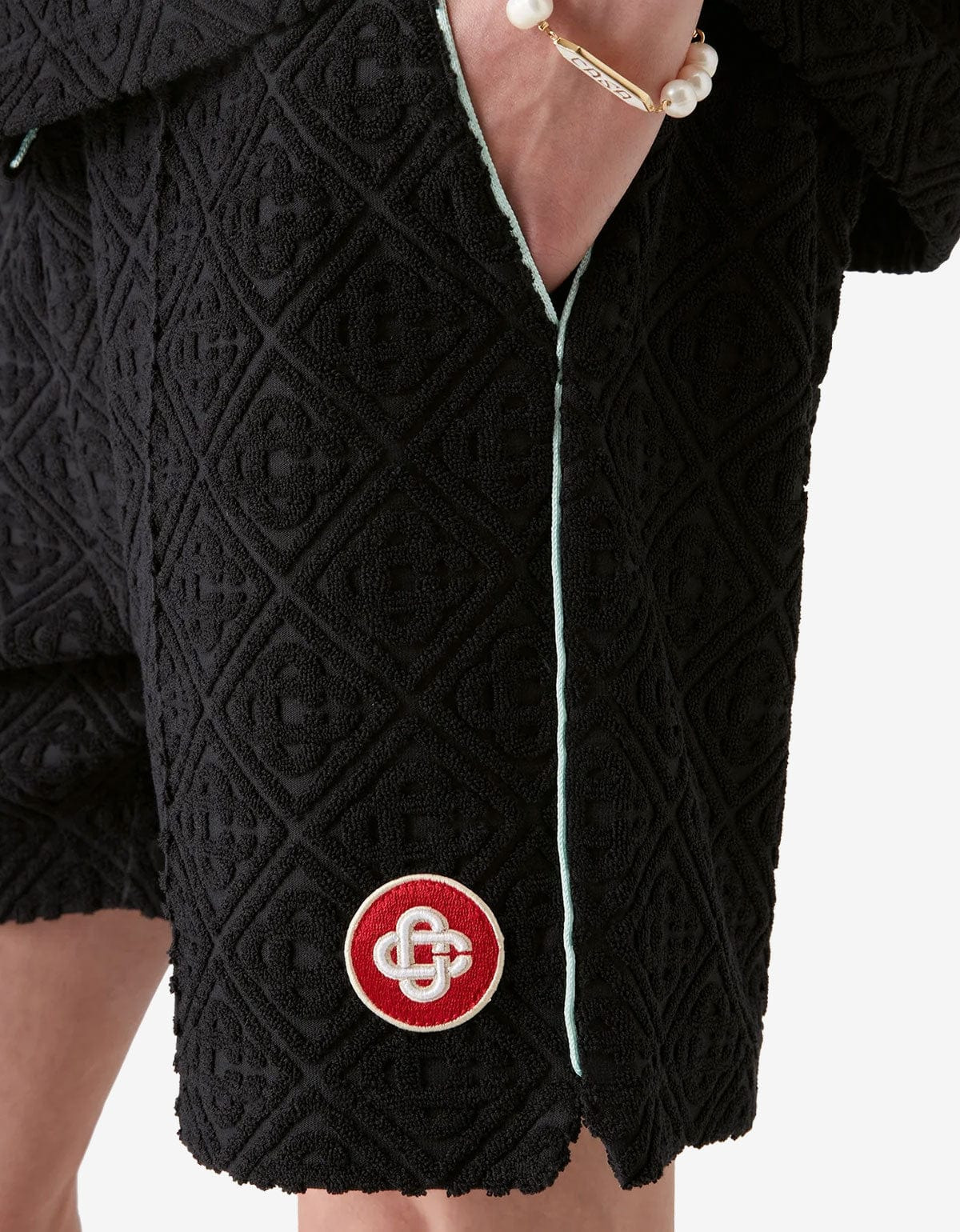Casablanca Black Monogram Jacquard Towelling Shorts - 5