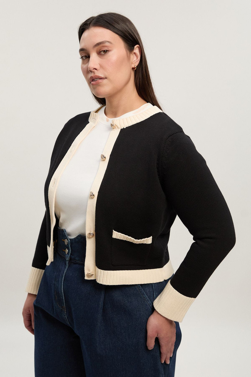 Plus Size Cotton Cropped Knit Boxy Cardigan 5