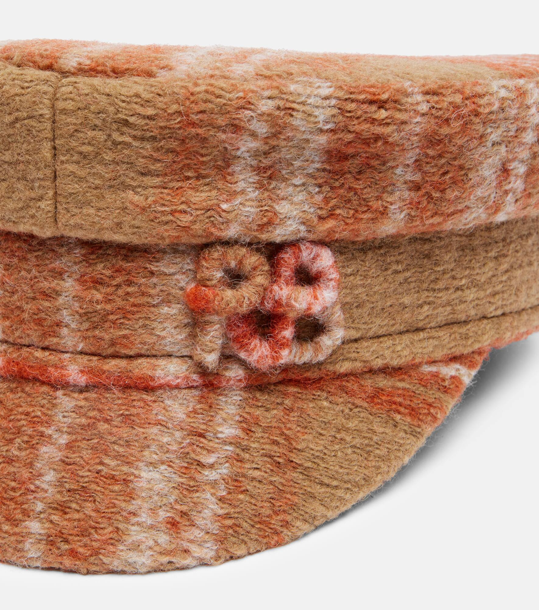 Checked wool-blend newsboy cap - 3