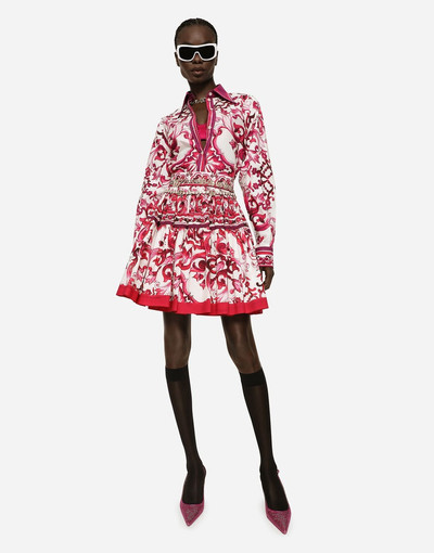 Dolce & Gabbana Short Majolica-print poplin skirt outlook
