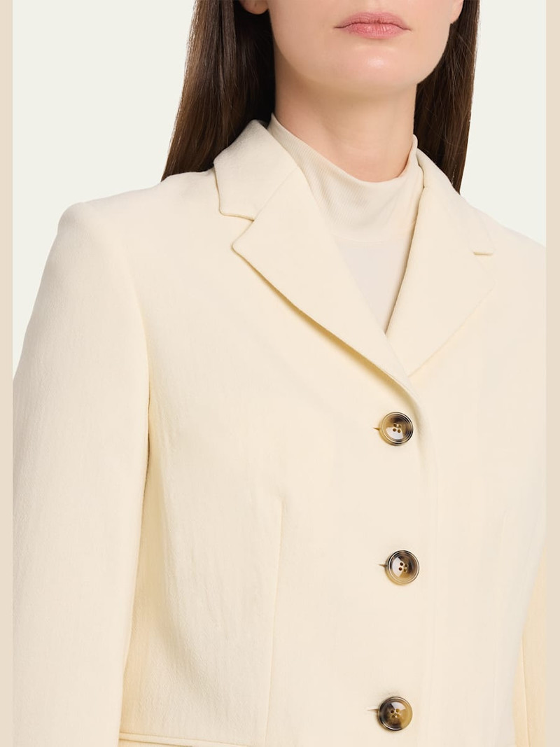 Double Wool Crepe Single-Breasted Blazer Jacket 5