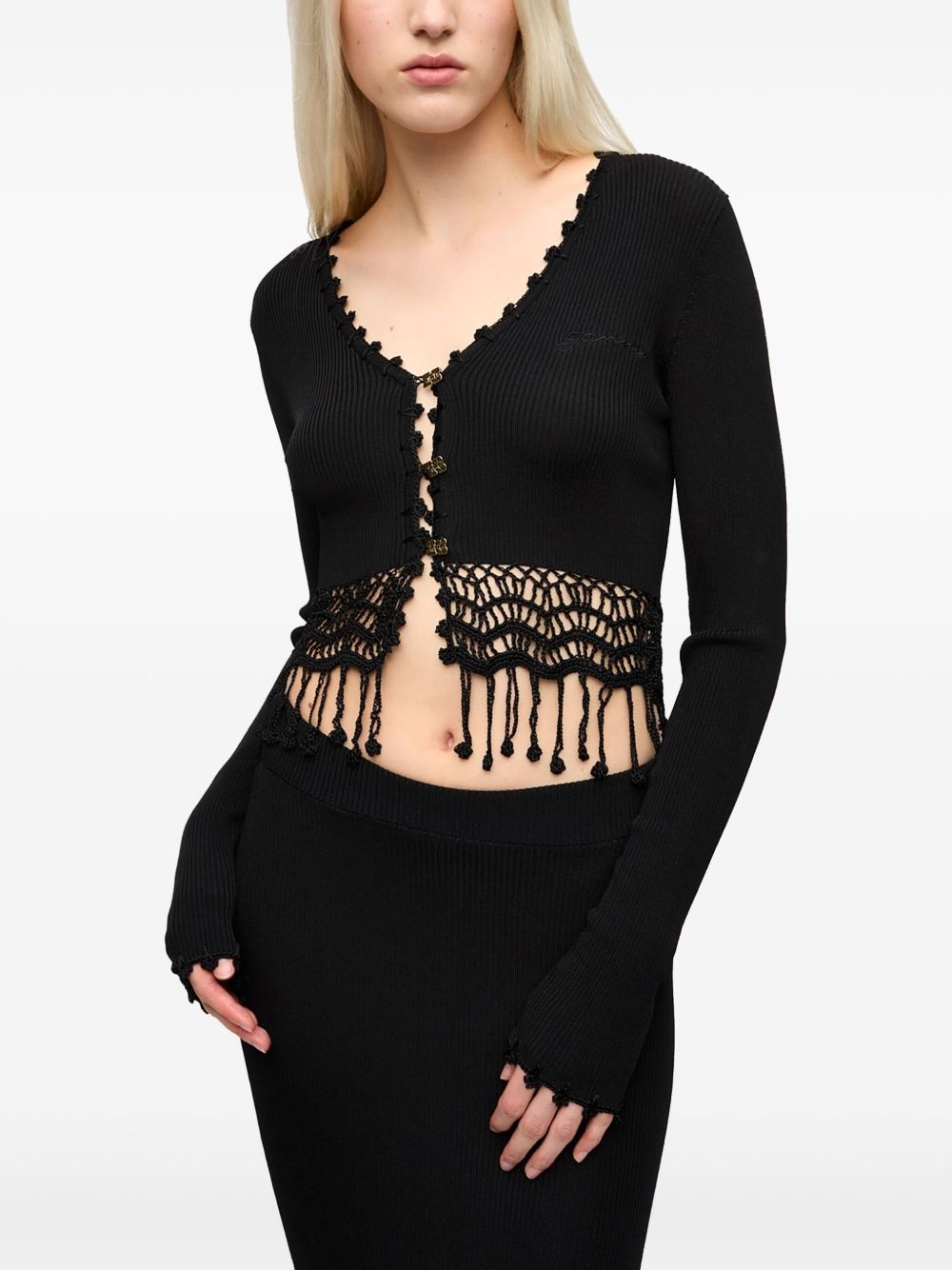 macramé-detailing cardigan - 3