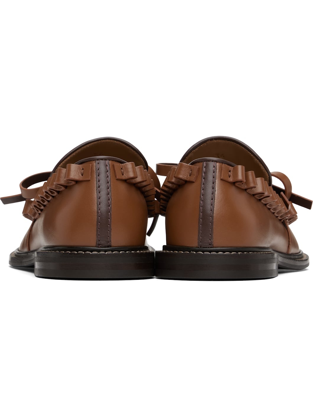 Tan Ruffle Loafers - 2