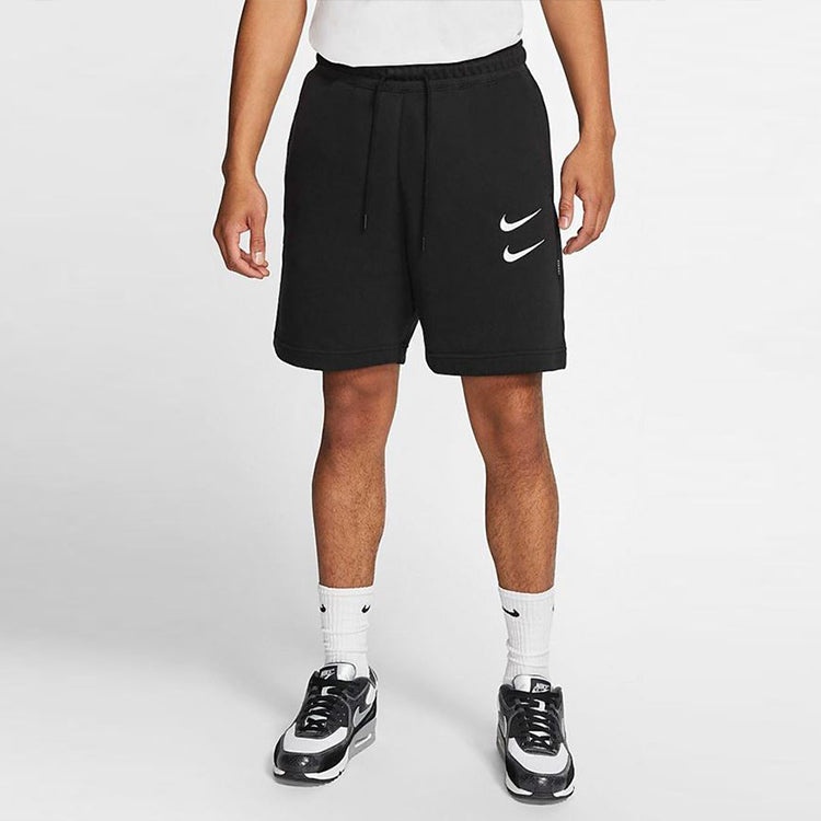 Nike Swoosh French Terry Short Alphabet Printing Casual Sports Shorts Black DB4958-010 - 3