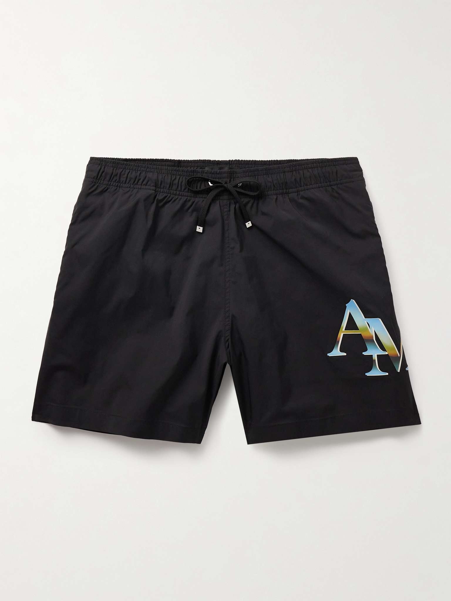 Straight-Leg Mid-Length Logo-Print Swim Shorts - 1