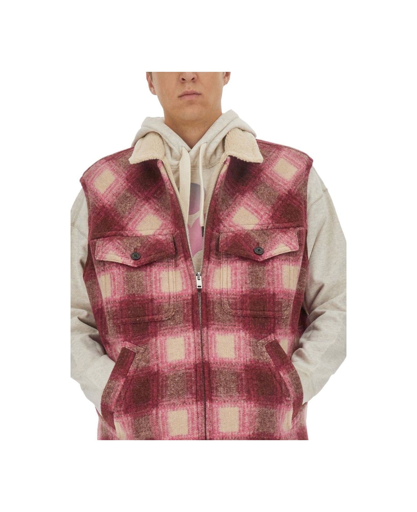 Plaid Checked Zip-up Gilet - 4