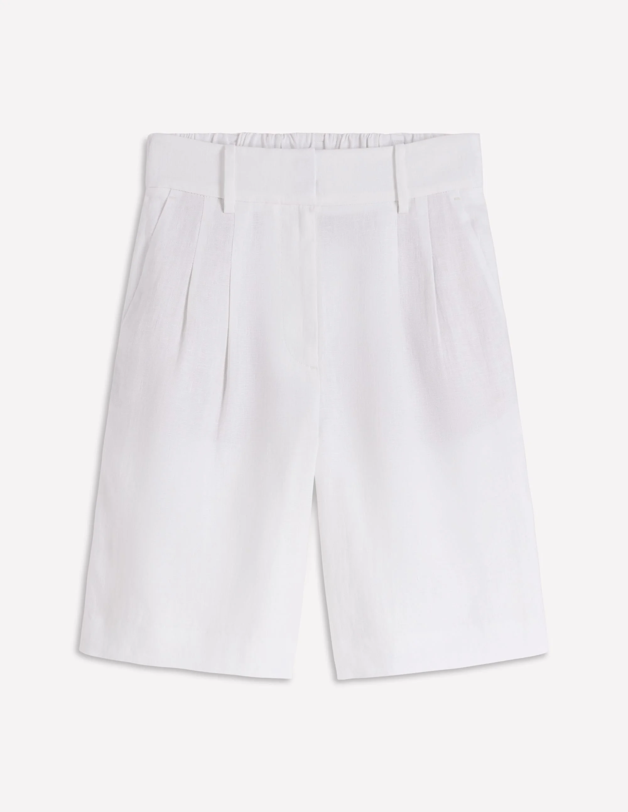 Kensington Linen Shorts-White - 1