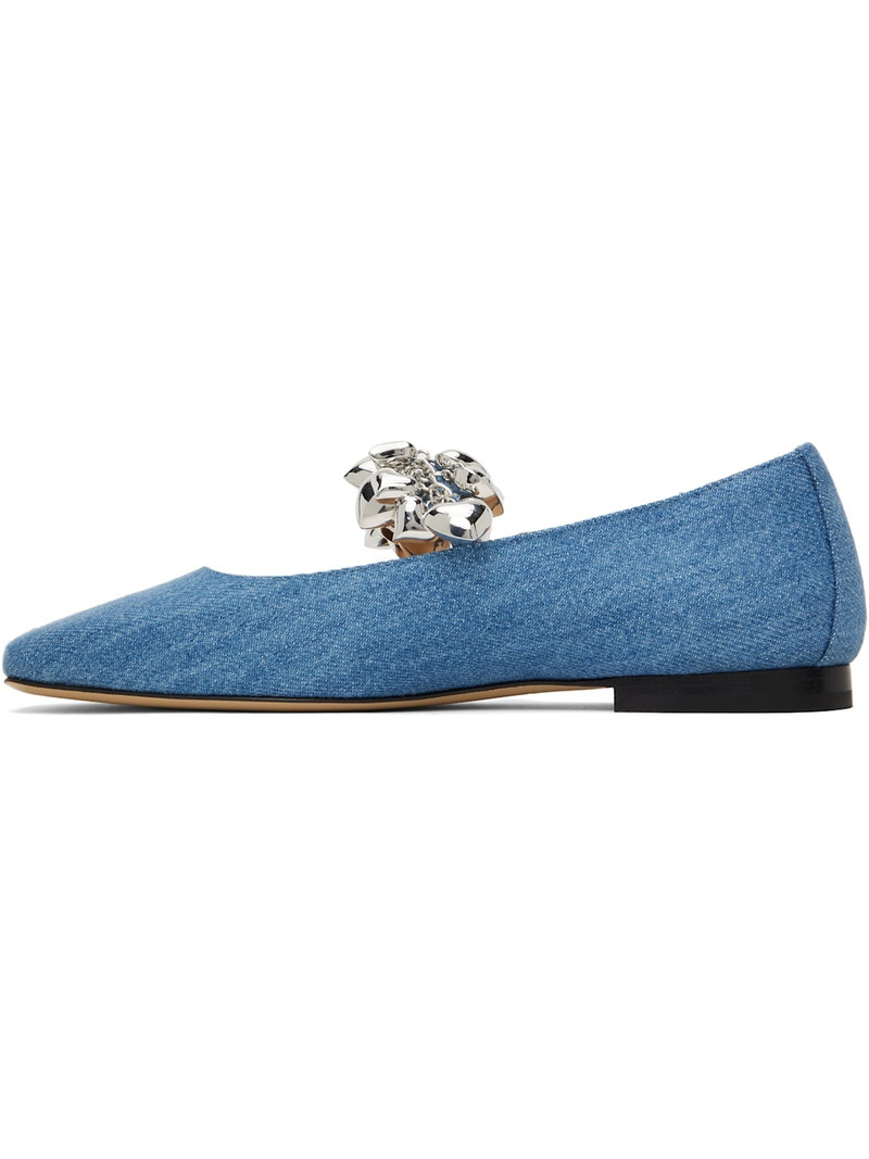 Blue Puffy Heart Square Toe Ballerina Flats 3
