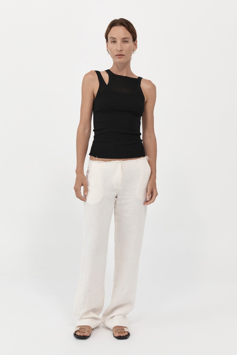 ST. AGNI Low Waist Raw Edge Pants - Ivory outlook
