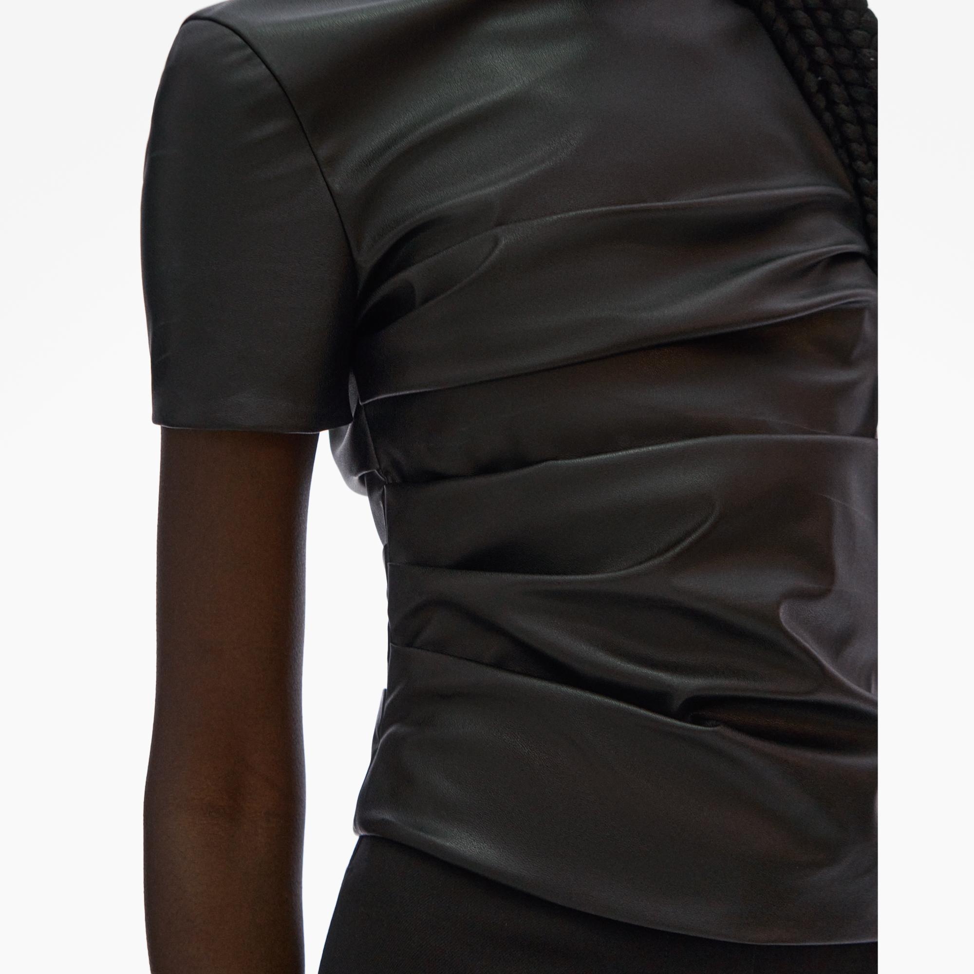 FAUX LEATHER TWIST TEE - 6