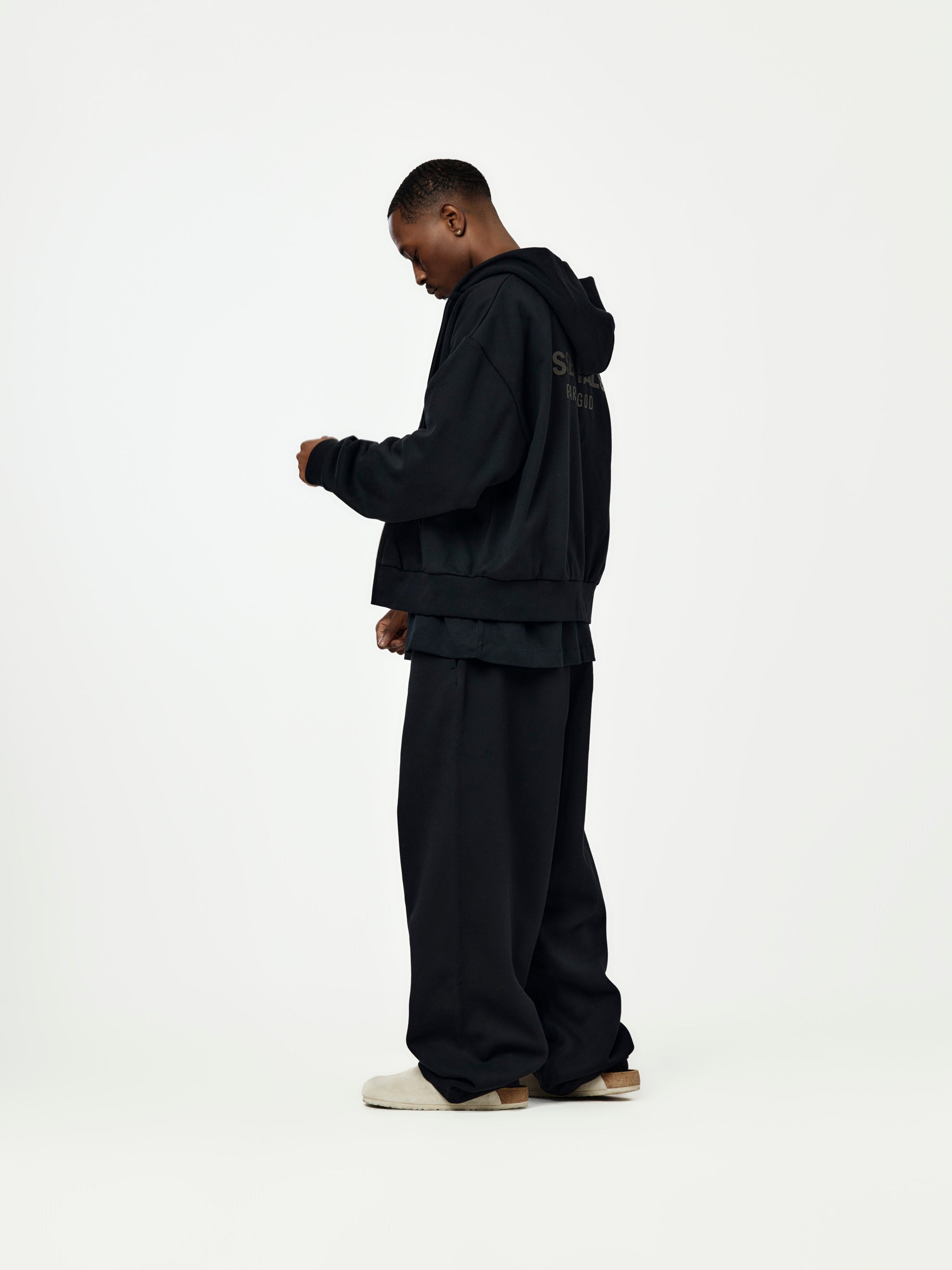 CLASSIC FIT FLEECE ZIP UP (JET BLACK) - 4