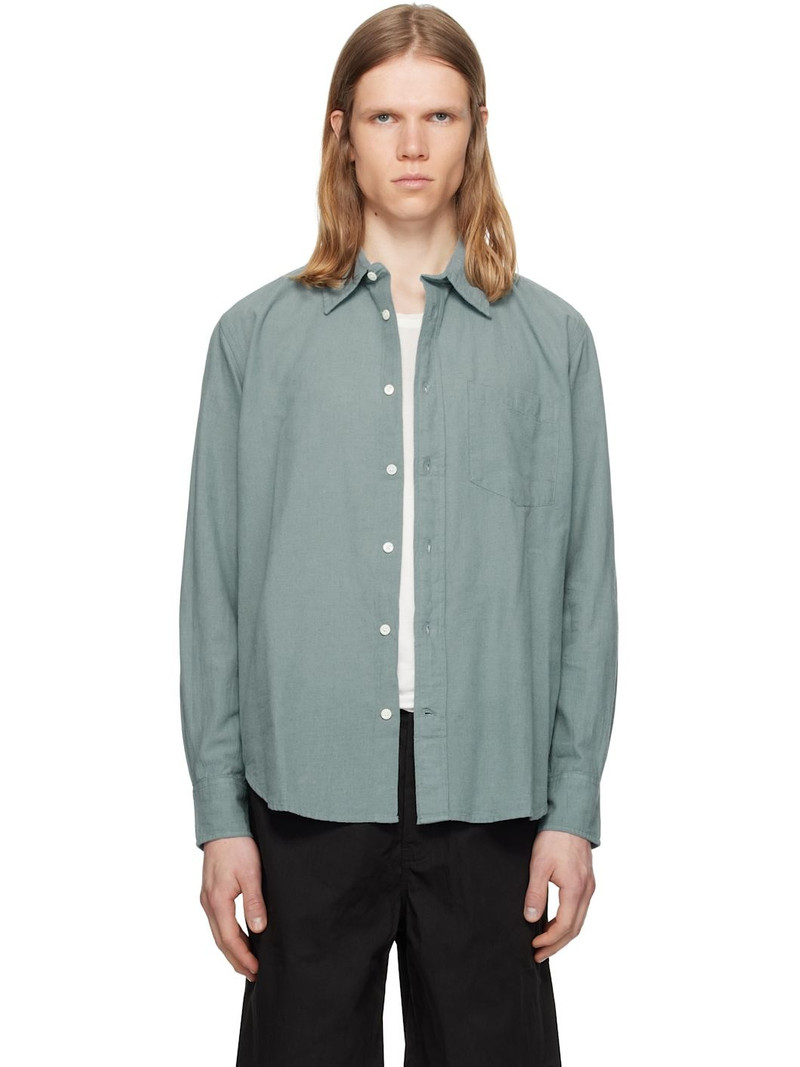 Blue Algot Relaxed Cotton Linen Shirt 1