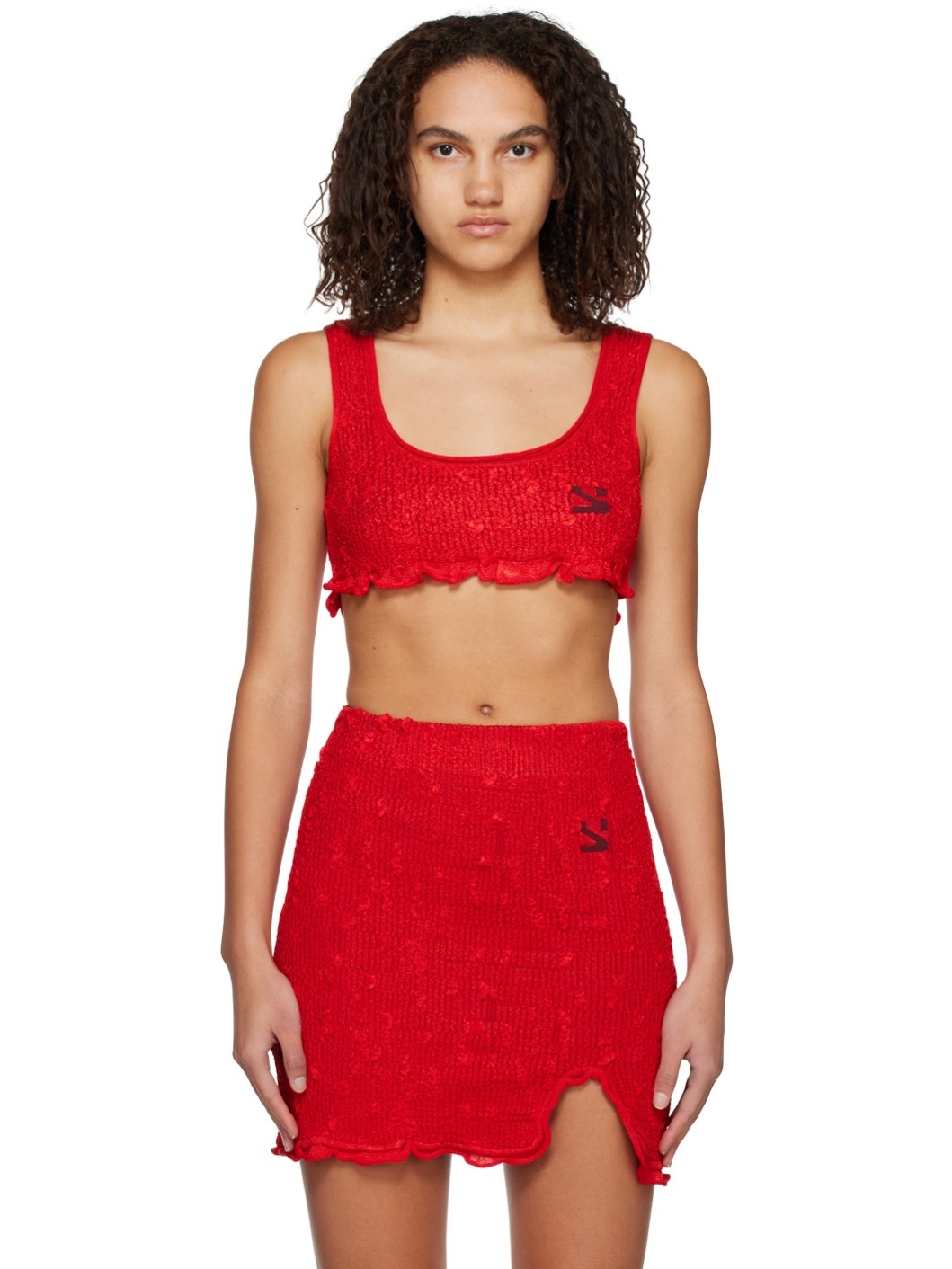 Red Cropped Tank Top - 1