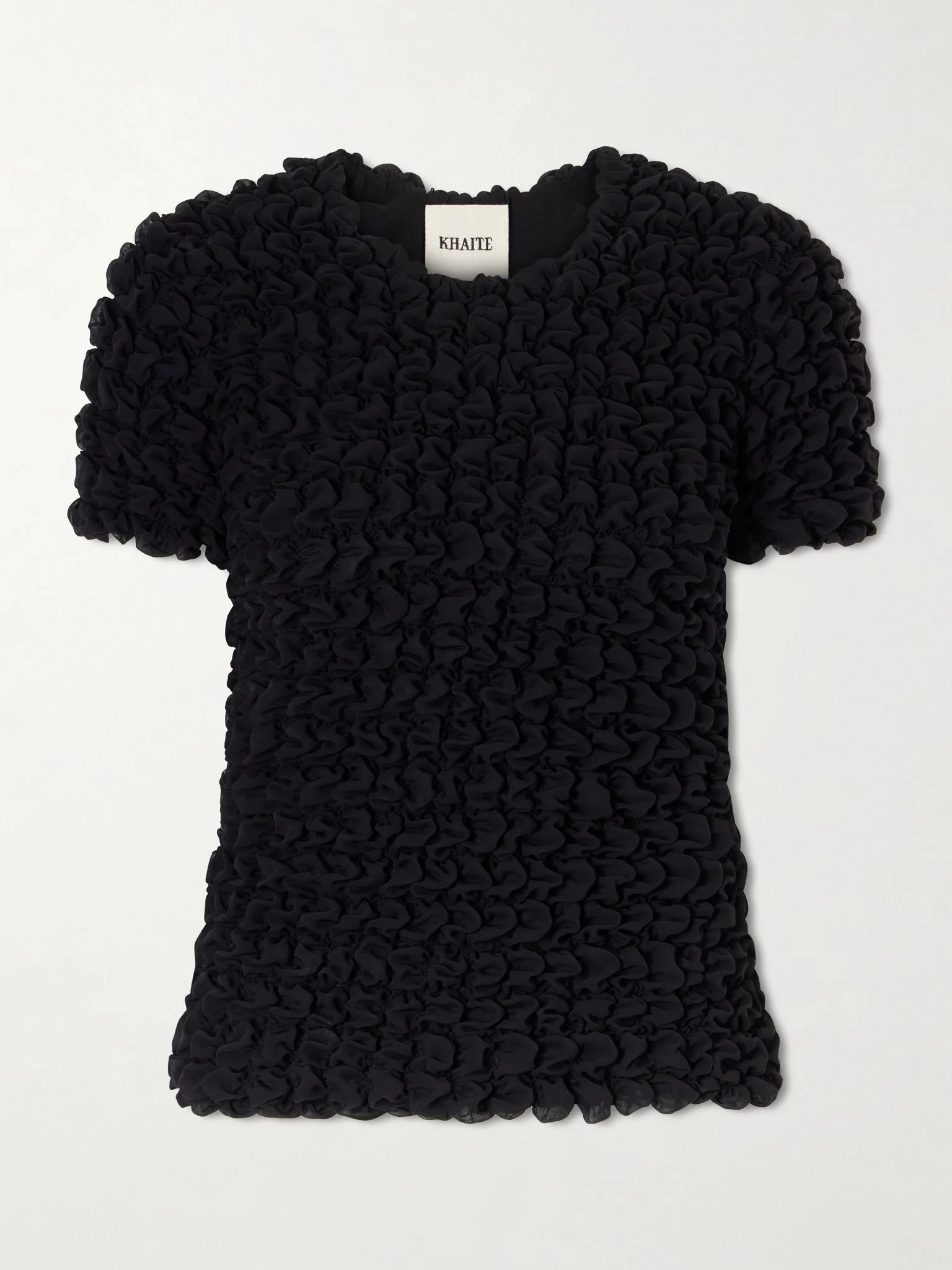 Polly ruched silk-chiffon top Black - 1