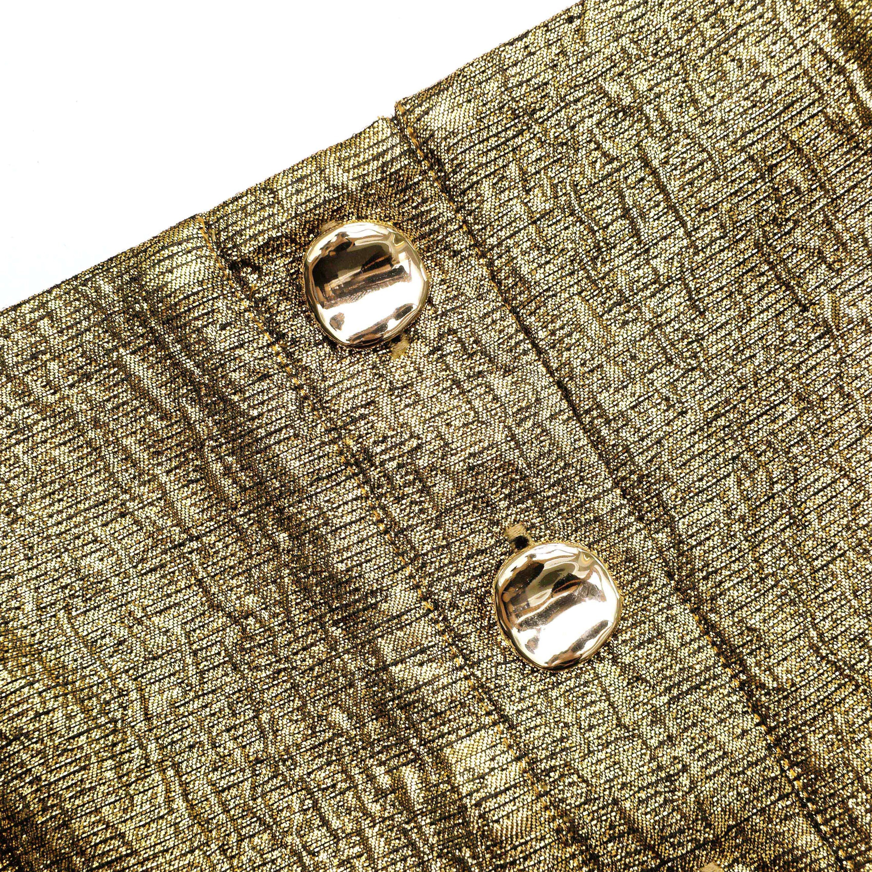 Gold Metallic Jacquard Crop Top - 5