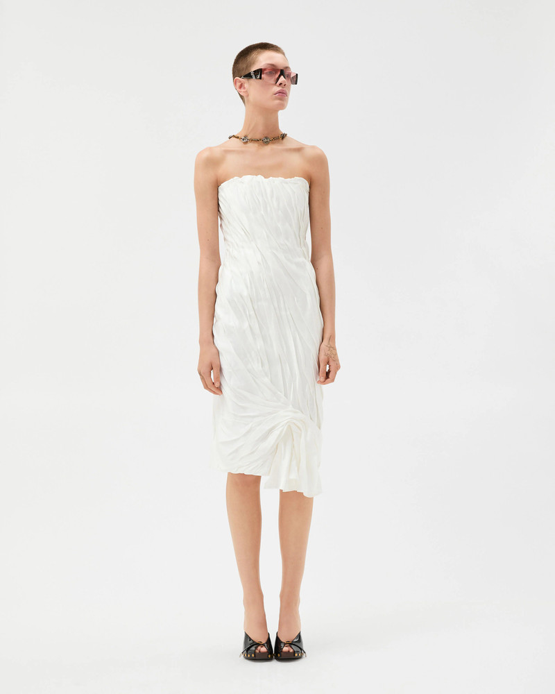 VERSACE Draped Envers-Satin Strapless Midi Dress outlook