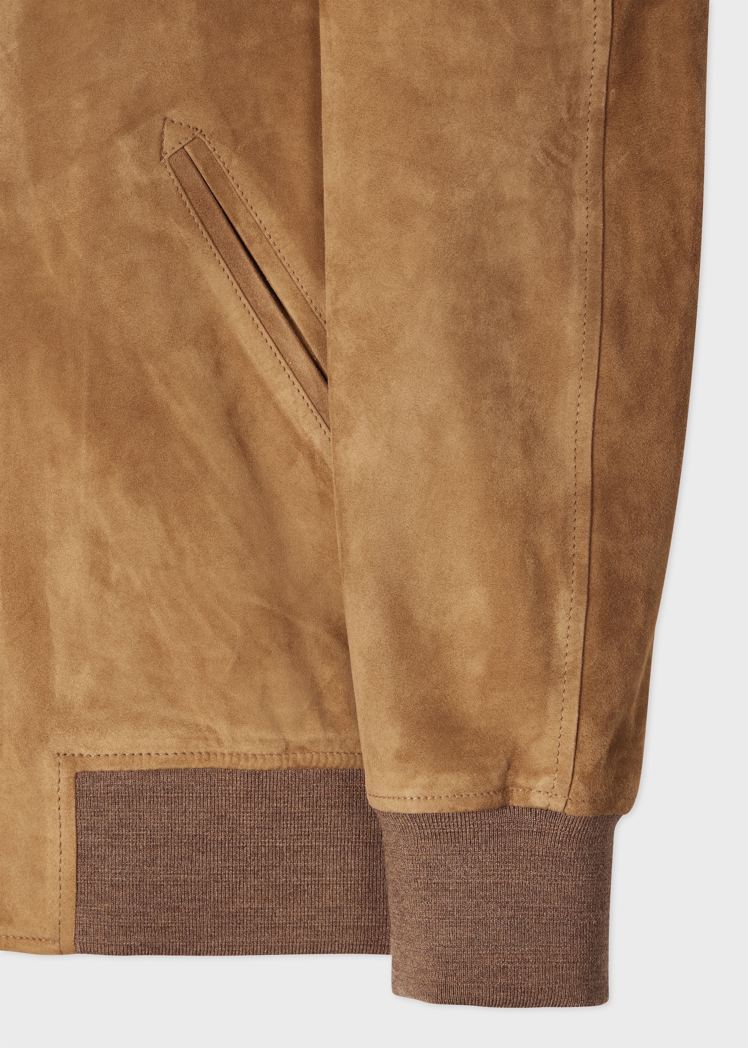 Tan Suede Zip Bomber Jacket - 3