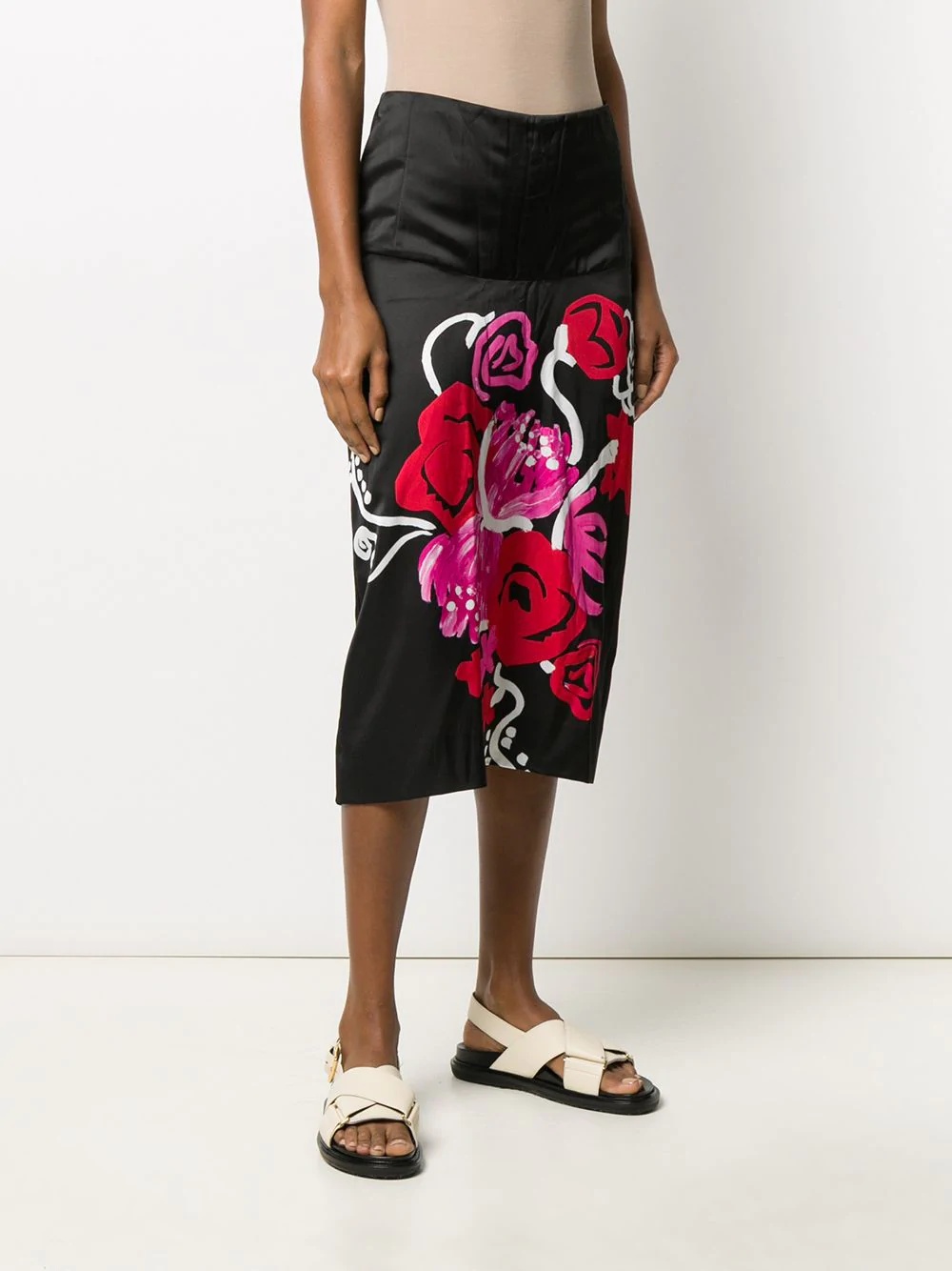 brushstroke floral print skirt - 3