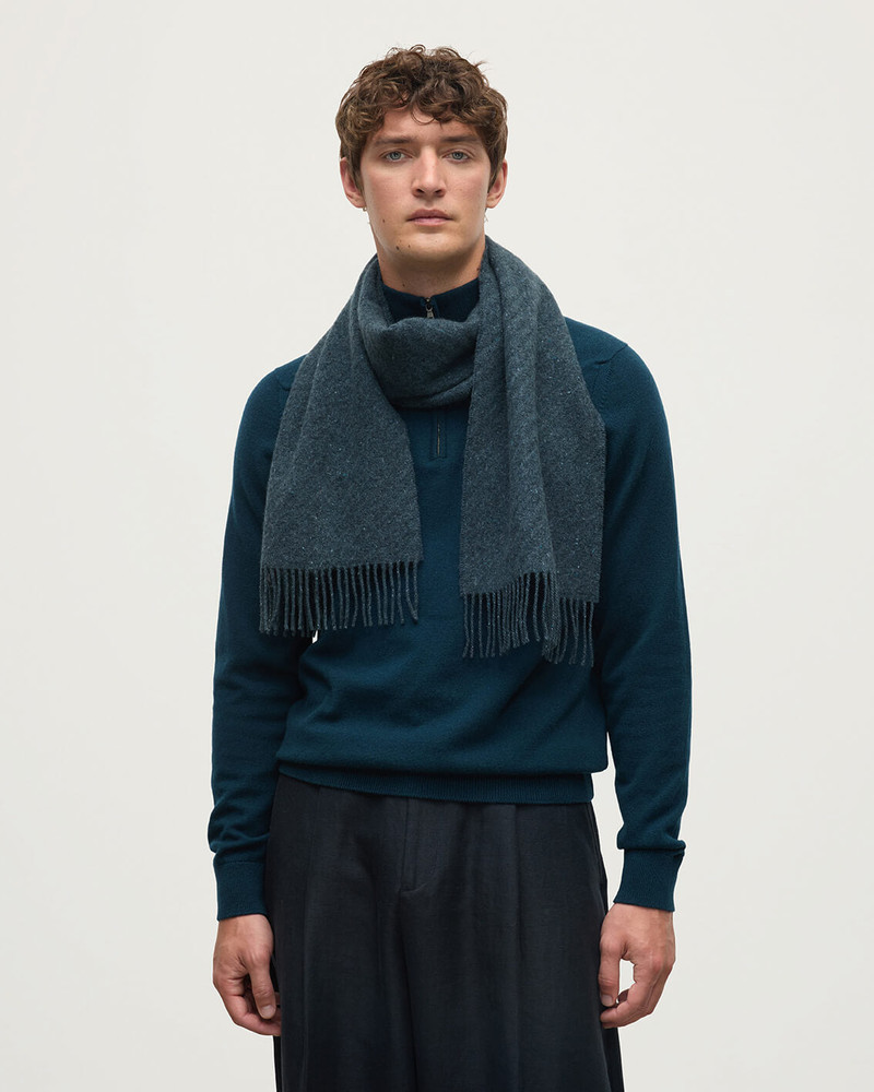 Lofty Twill Blue Cashmere Scarf 3
