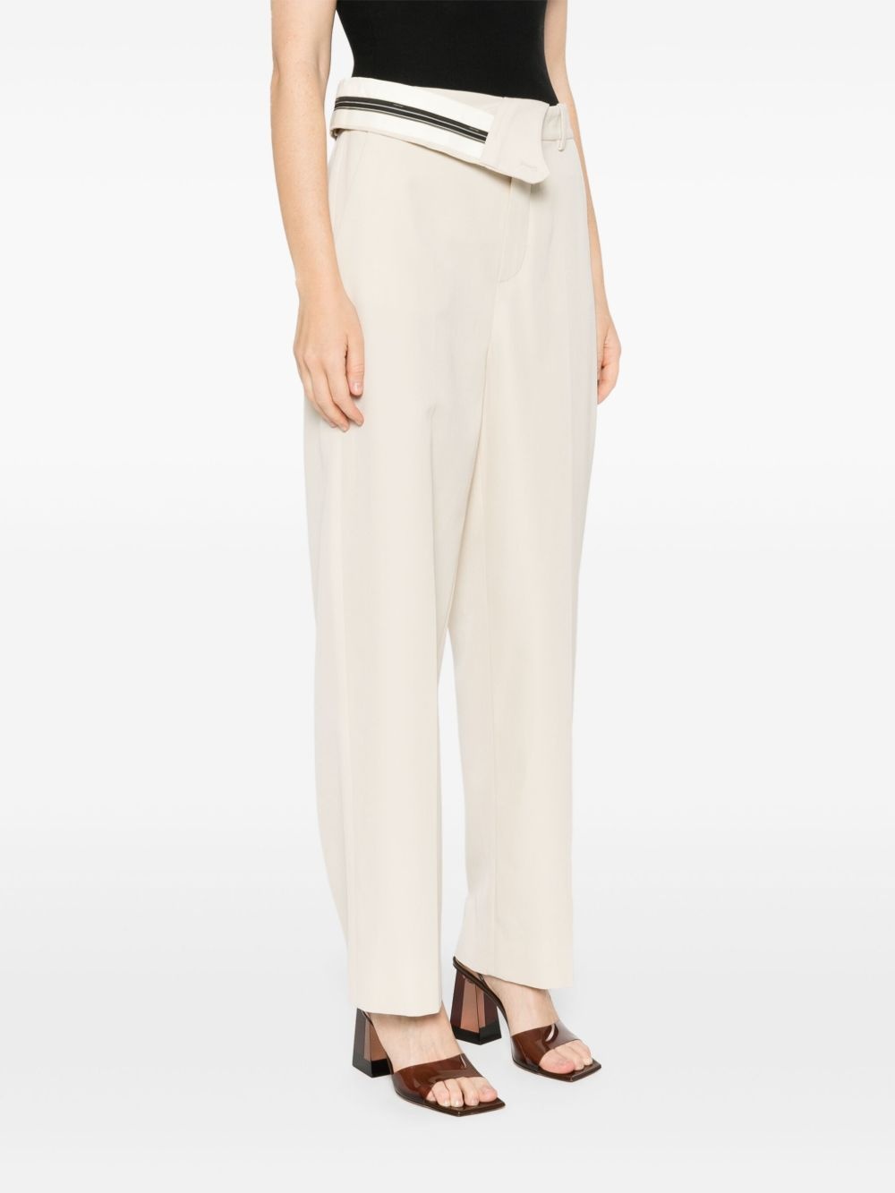foldover waist gabardine trousers - 3