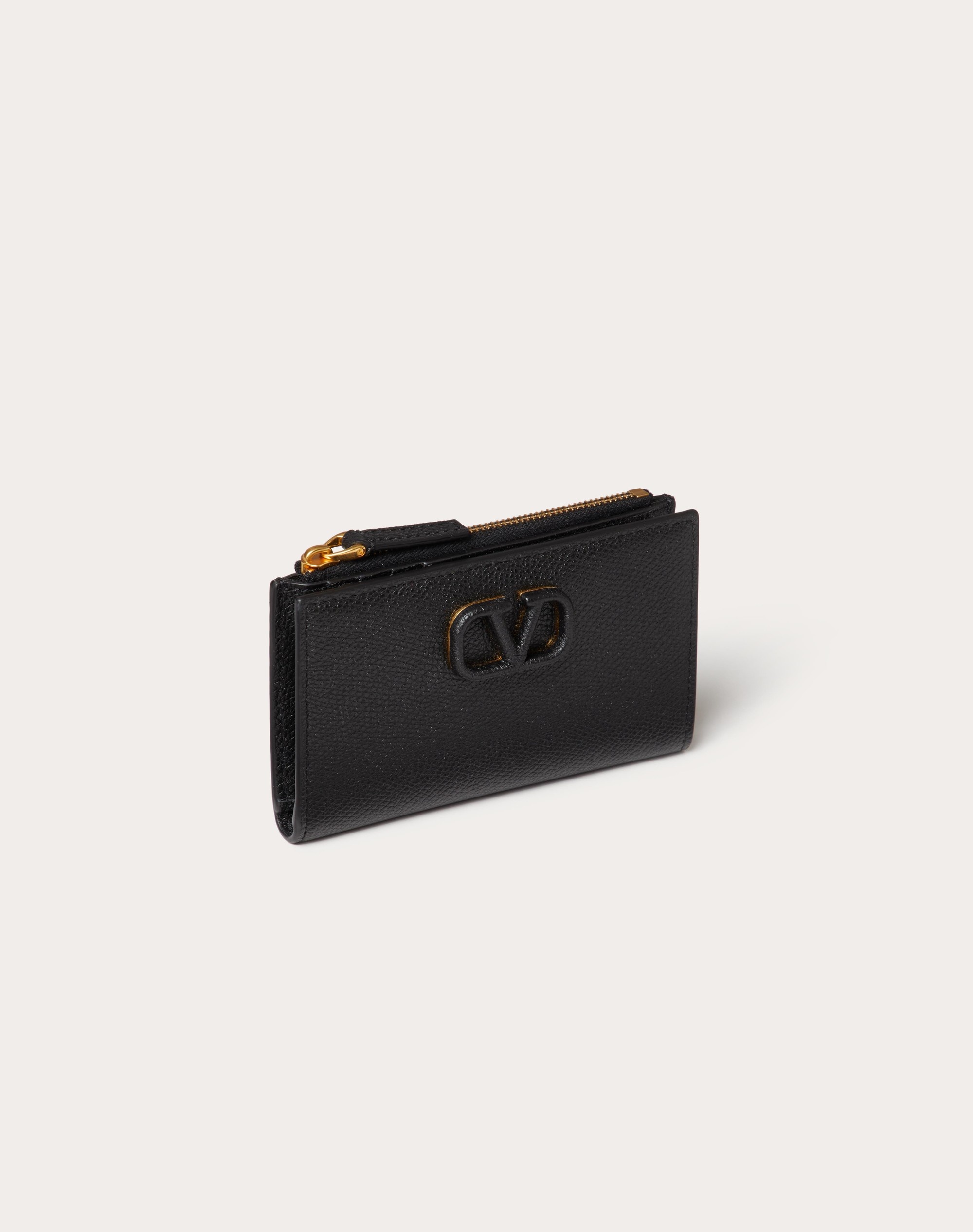 VLOGO SIGNATURE GRAINY CALFSKIN CARDHOLDER WTH ZIPPER - 4