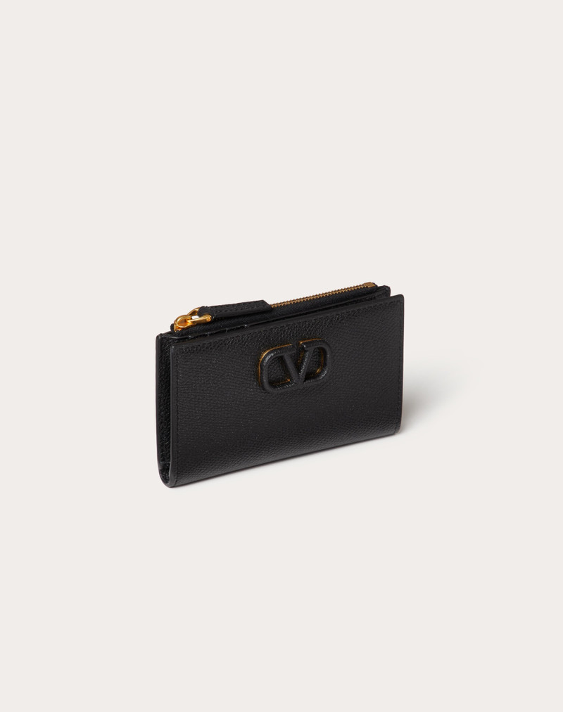 VLOGO SIGNATURE GRAINY CALFSKIN CARDHOLDER WTH ZIPPER 4