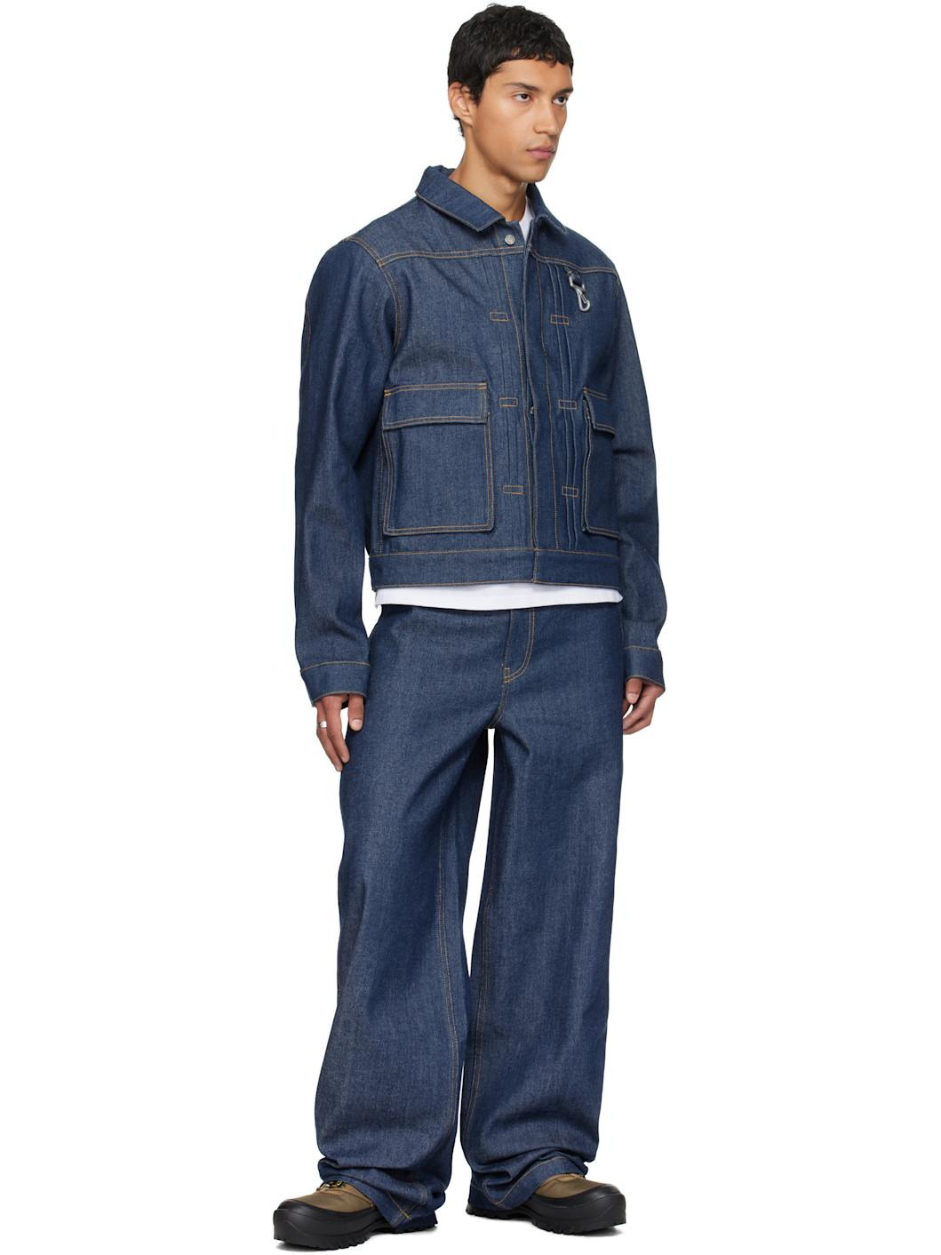 Navy Concealed Button Straight Leg Jeans - 4