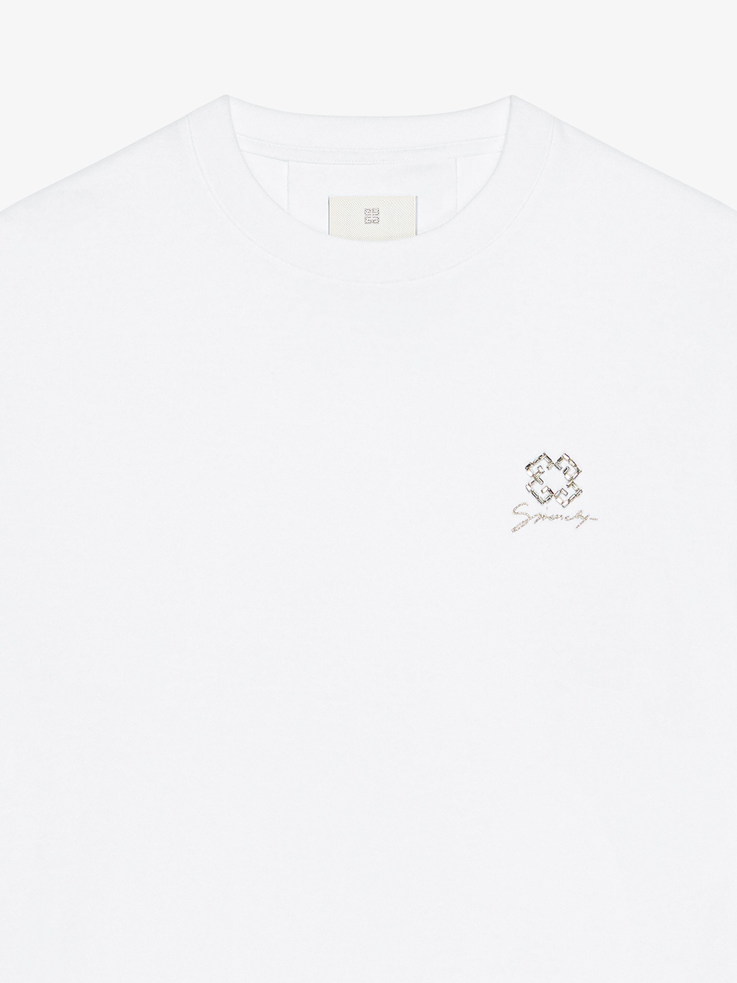 T-SHIRT IN COTTON WITH CRYSTALS AND 4G DETAIL - 4