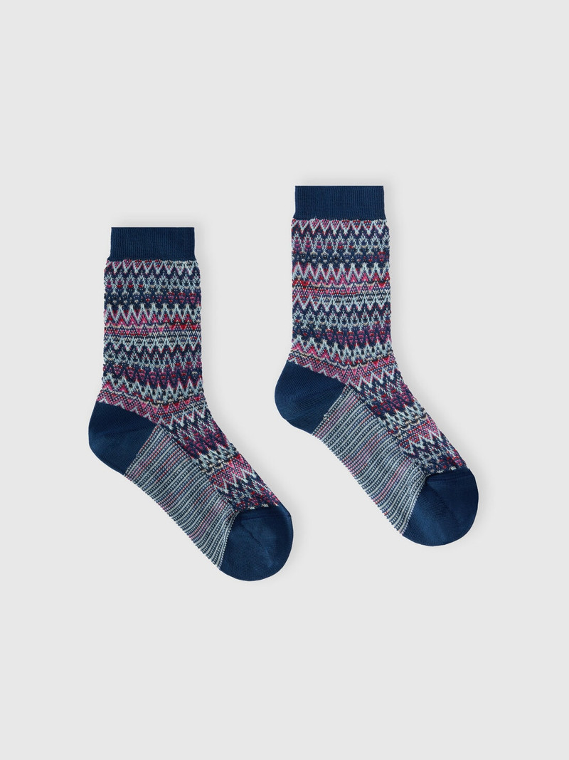 Mid-length cotton-blend zigzag socks with contrasting trims 1