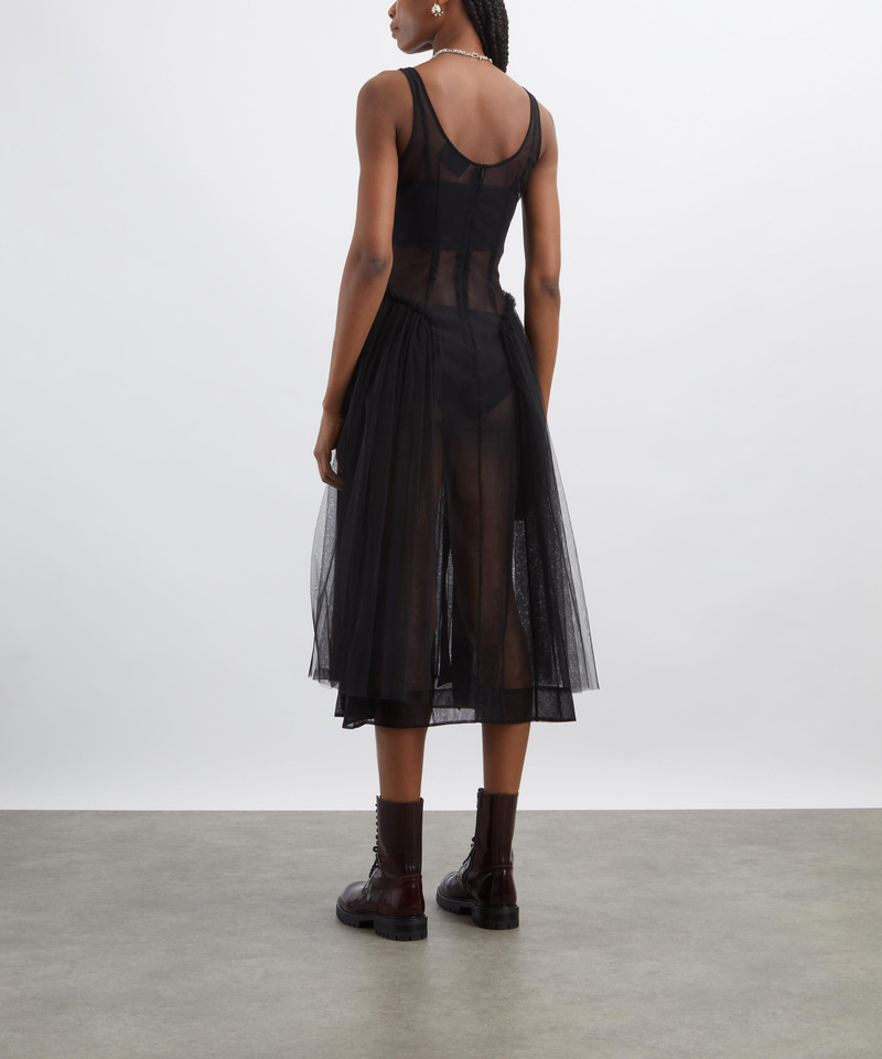 Sheer Sculpted Bow Sash Dress 4