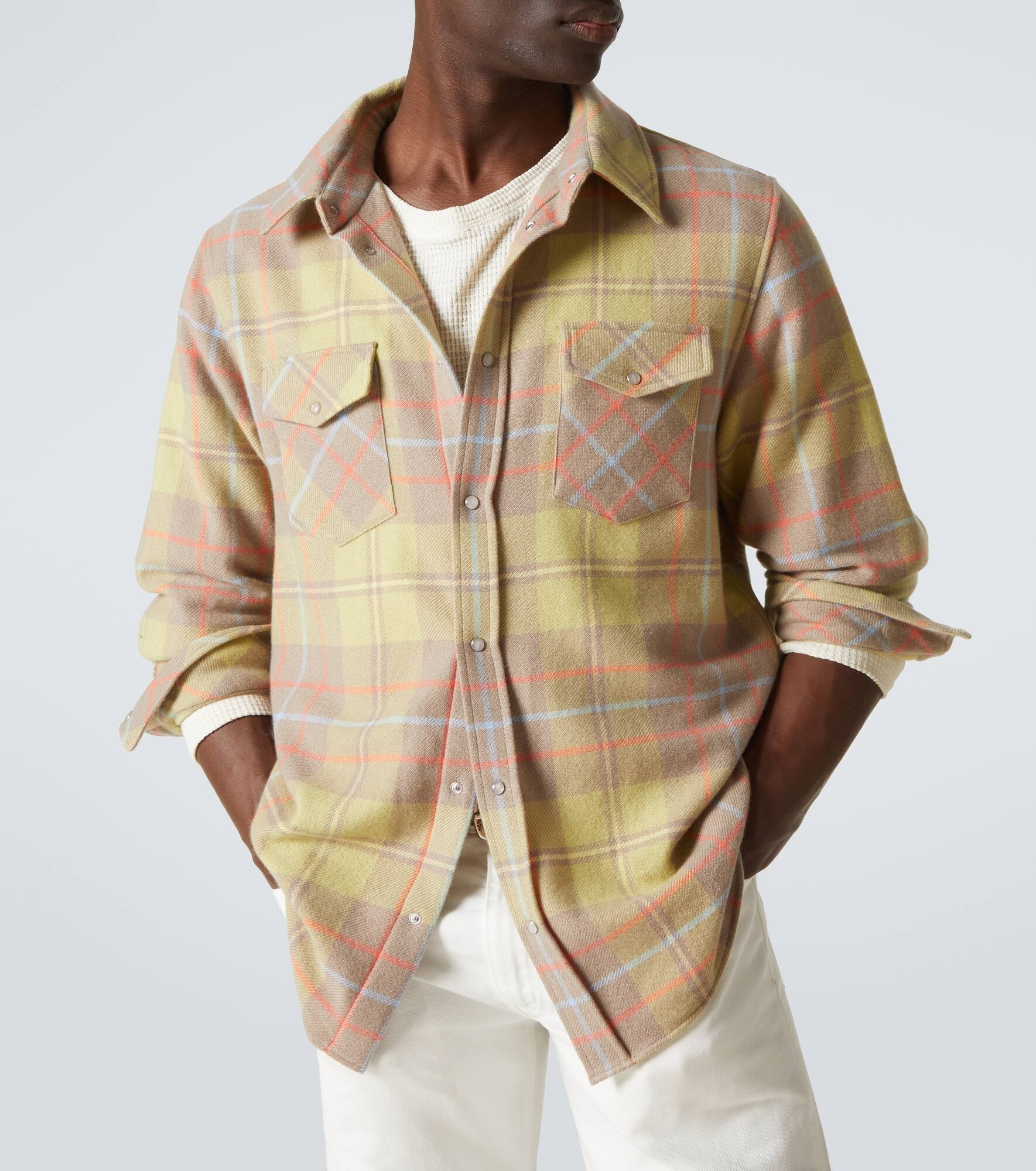 Earth plaid cashmere shirt - 5
